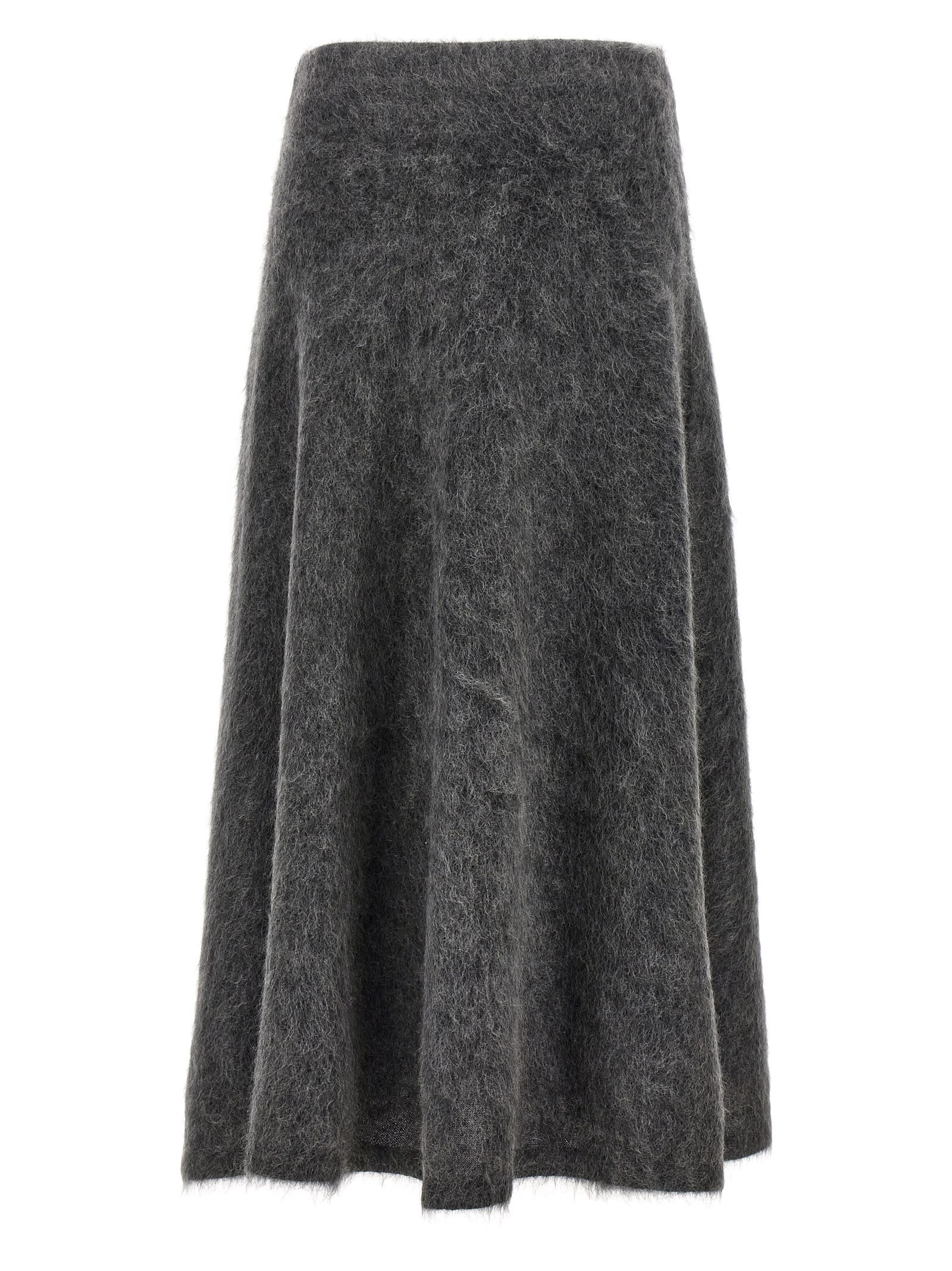 Shop Brunello Cucinelli Mohair Skirt In Gray