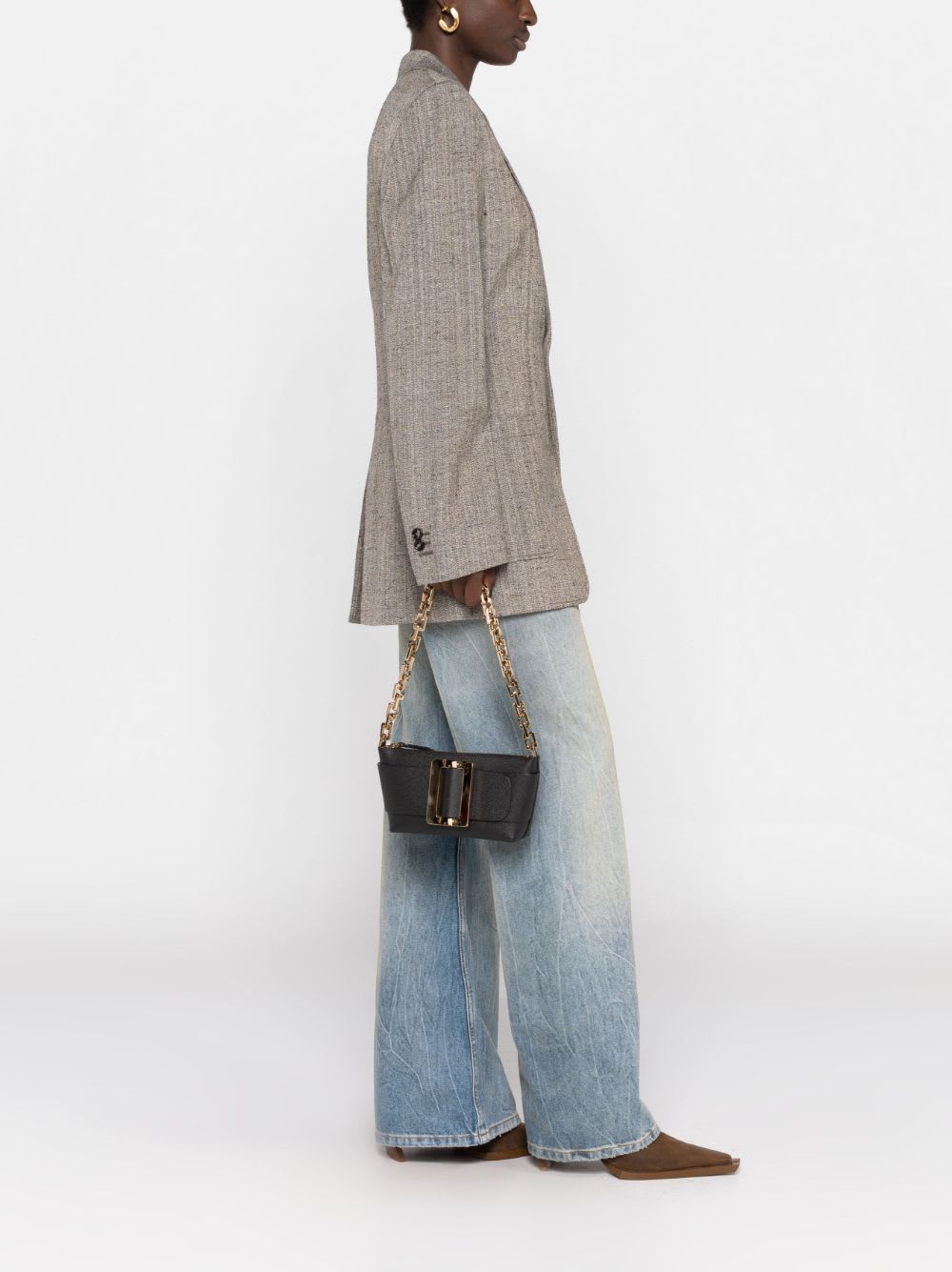 Boyy Buckle Pouchette Epsom Leather Handbag In Gray