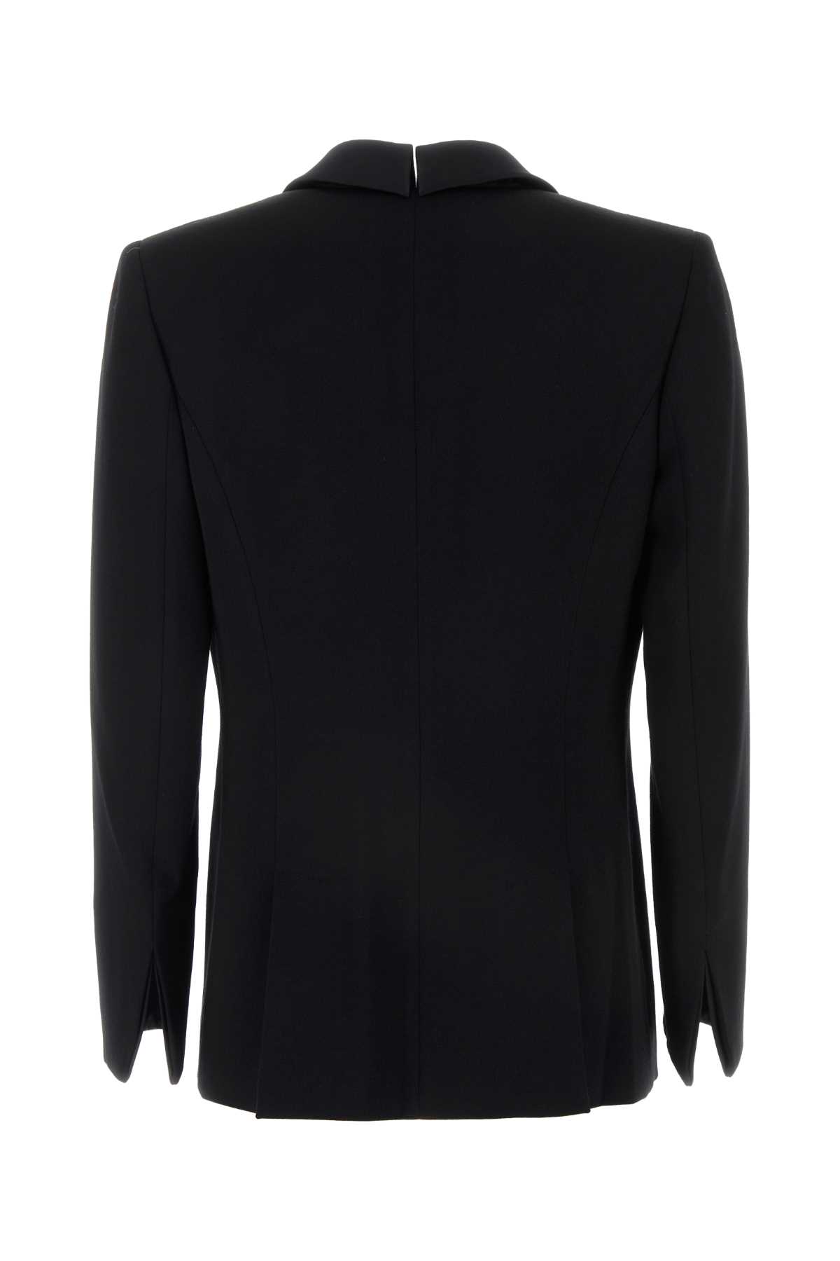 Shop Giorgio Armani Black Wool Blazer In Uc001