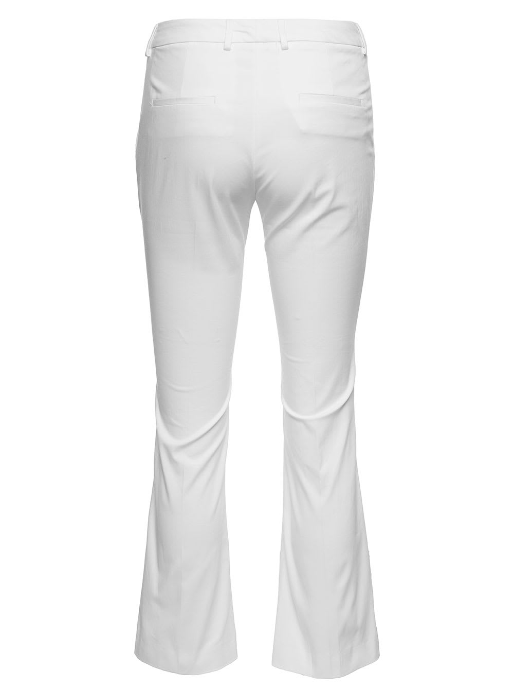 Shop Pt01 White Crop Flared Pants In Stretch Cotton Woman