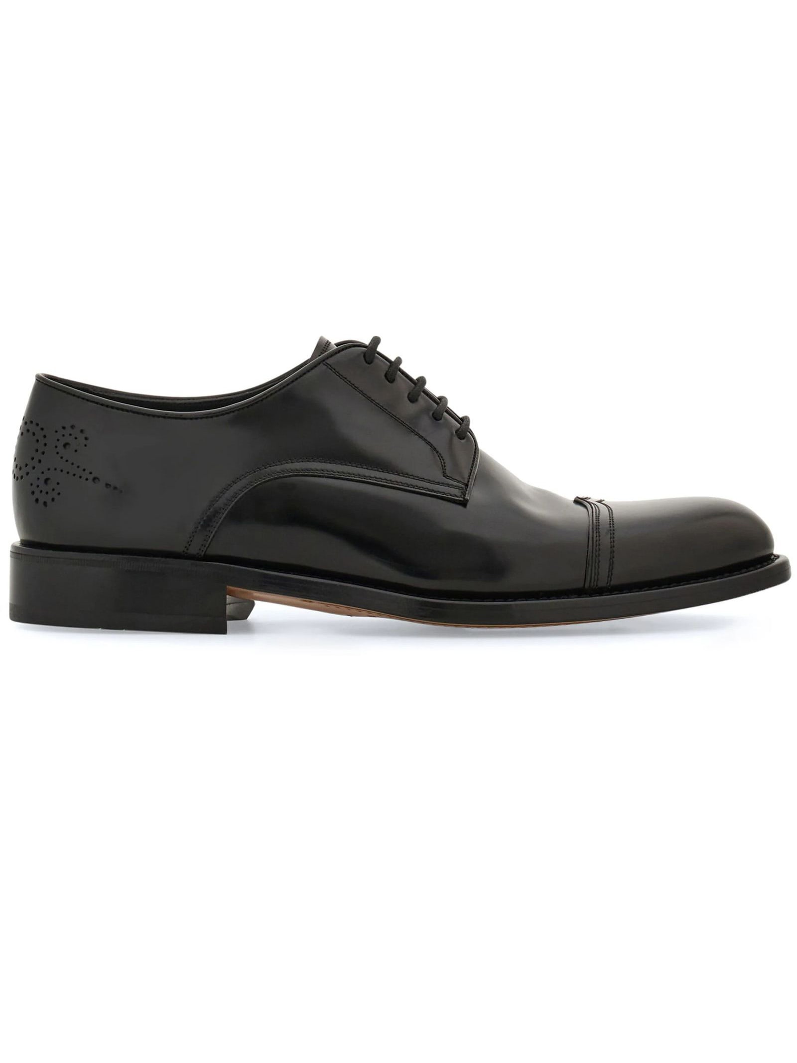 Black Calf Leather Derby Shoes