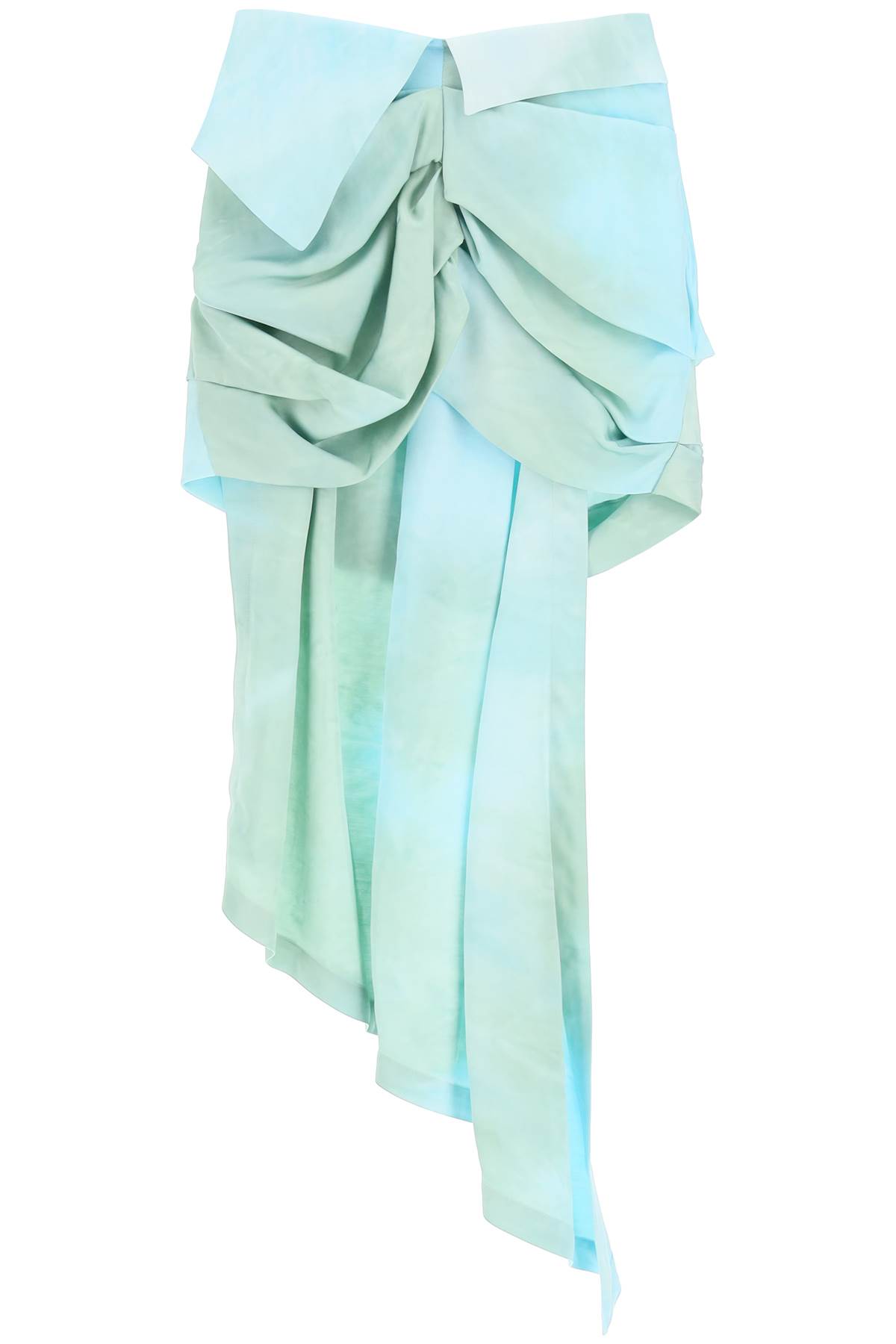 Off-white Tie-dye Draped Mini Skirt In Light Blue (green)