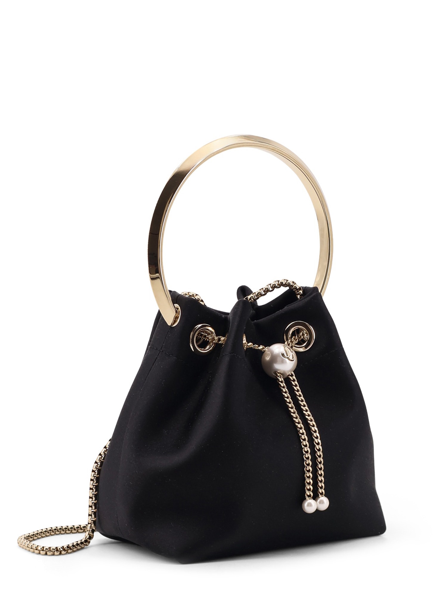 Jimmy Choo Bonbon Handbag With Drawstring Closure And Circular Metal Handle