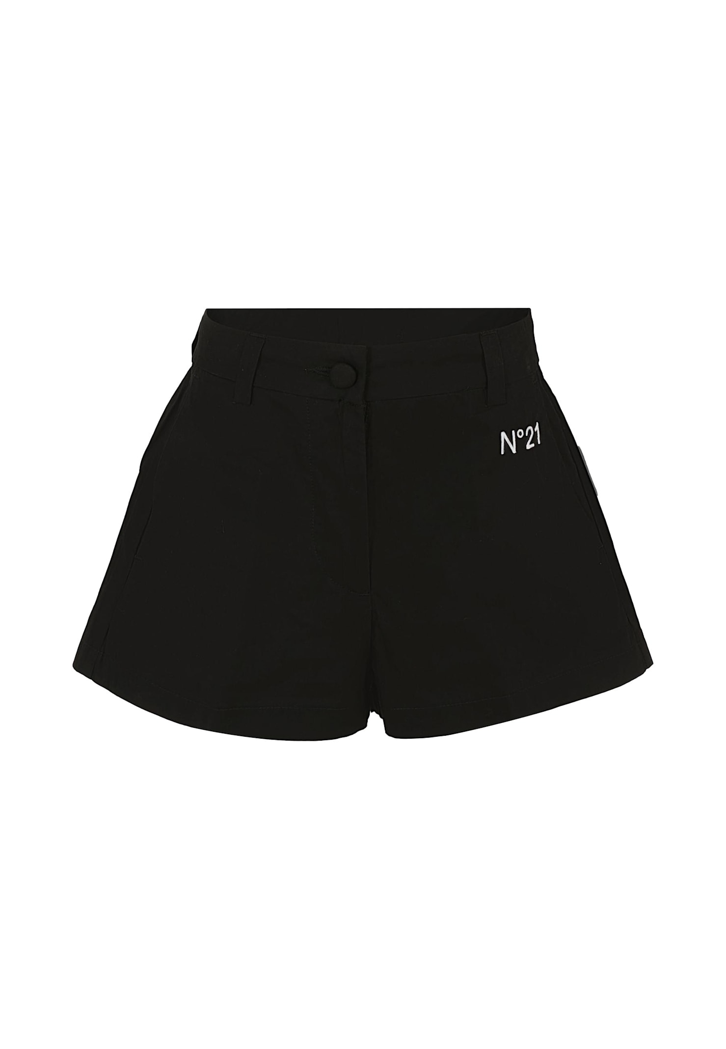 N°21 Black Shorts For Girl With Logo In Black