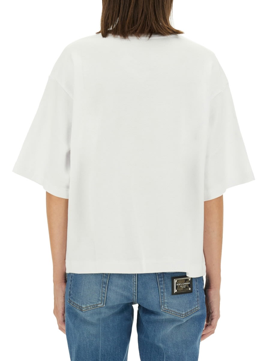 Shop Dolce & Gabbana T-shirt With Lettering Logo In White