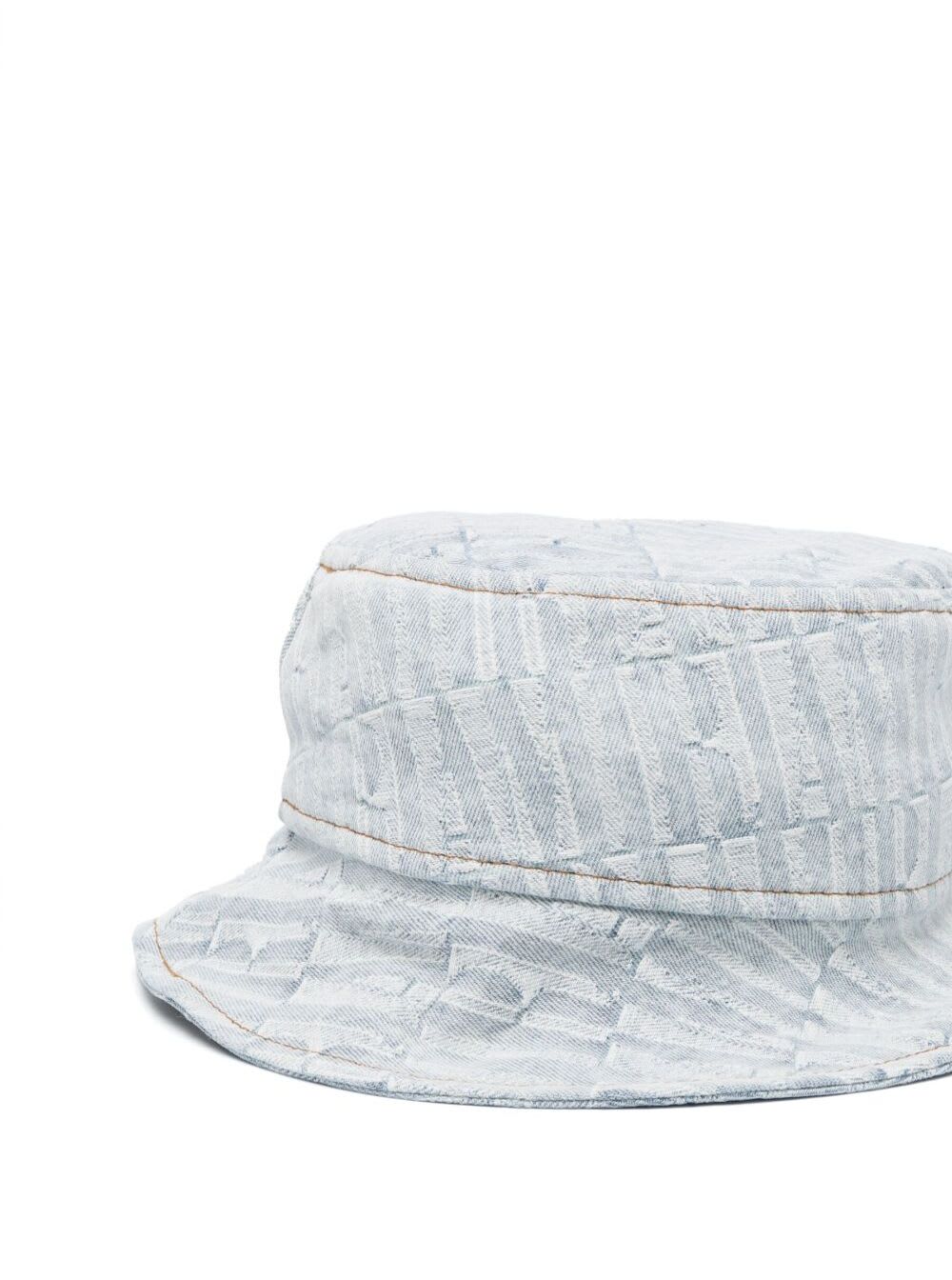 Shop Amiri Light Blue Texturized Bucket Hat In Cotton Denim Man