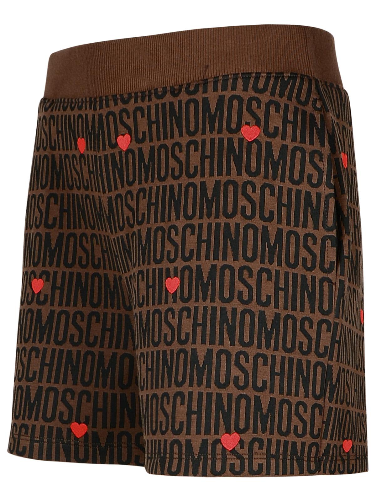 MOSCHINO BROWN COTTON BLEND SHORTS 