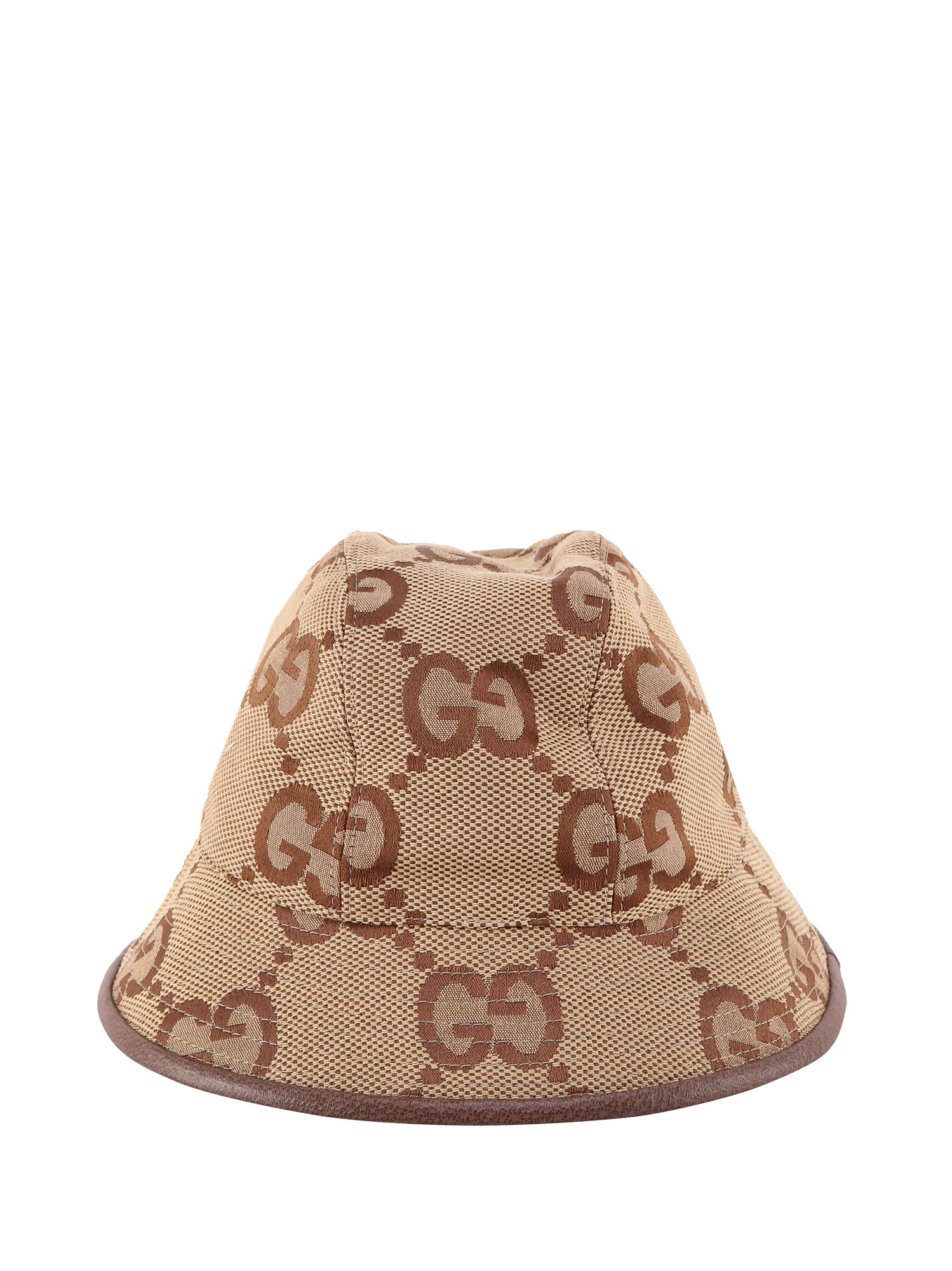 Gucci Embroidered Cotton Blend Hat In Brown