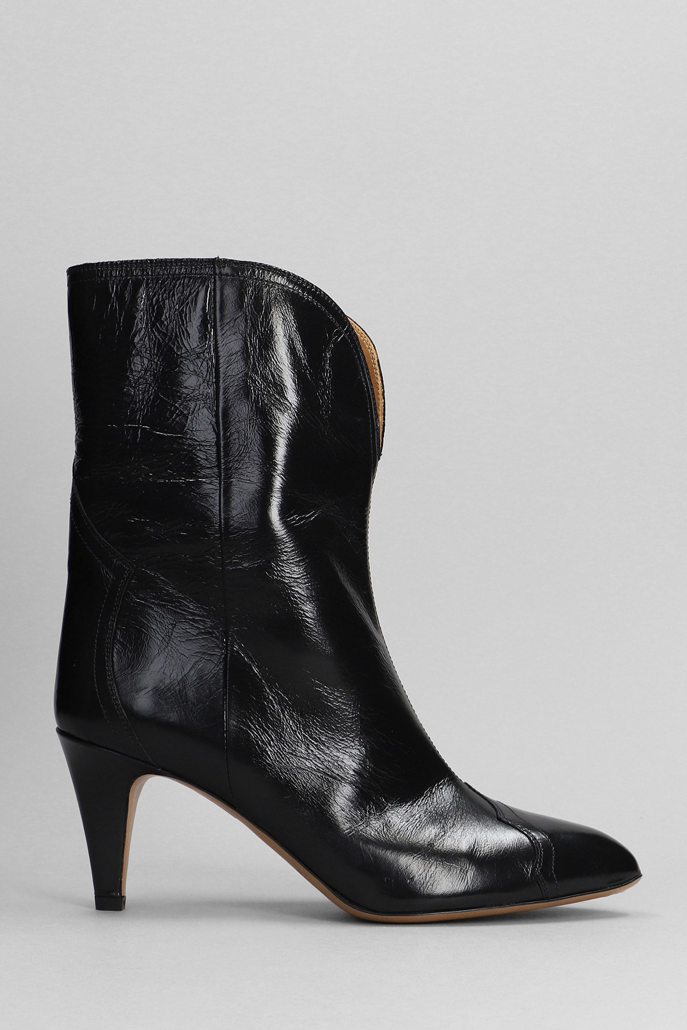 Shop Isabel Marant Dytho High Heels Ankle Boots In Black Leather