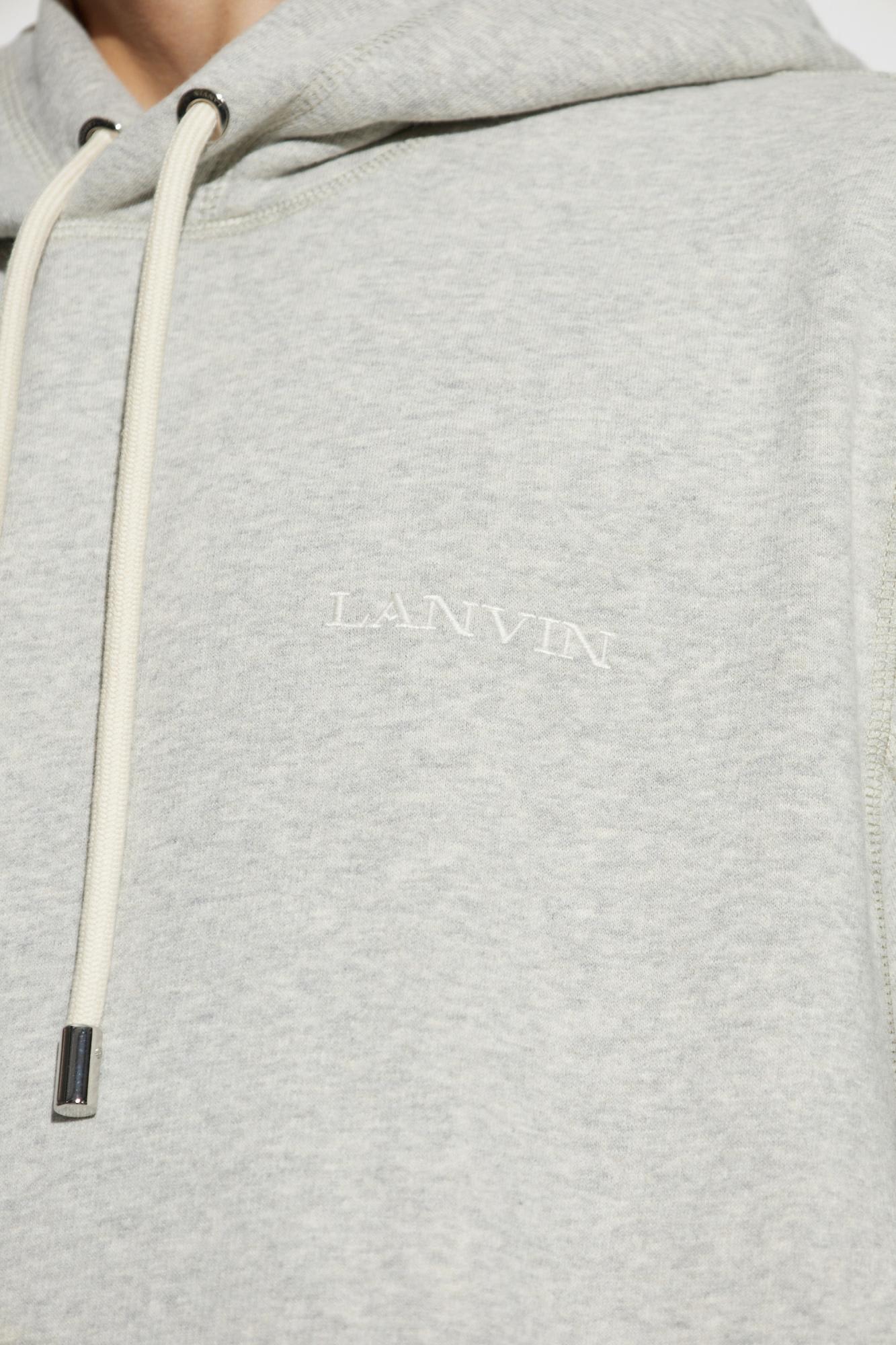 Lanvin Hooded Sweater Drawstring Front Pockets In Gray