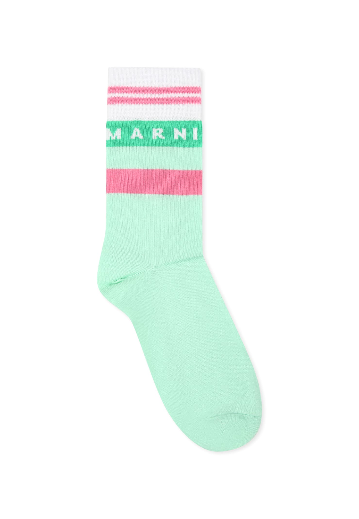 Marni Green Socks For Girl With Logo In Green
