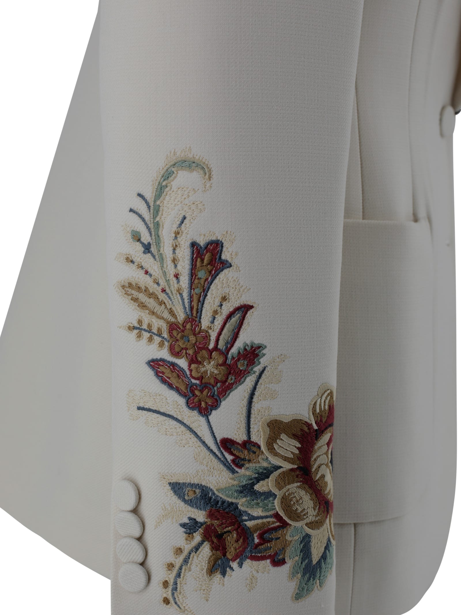 Etro Tailored Wool Blend Jacket With Floral Embroideries In Gray