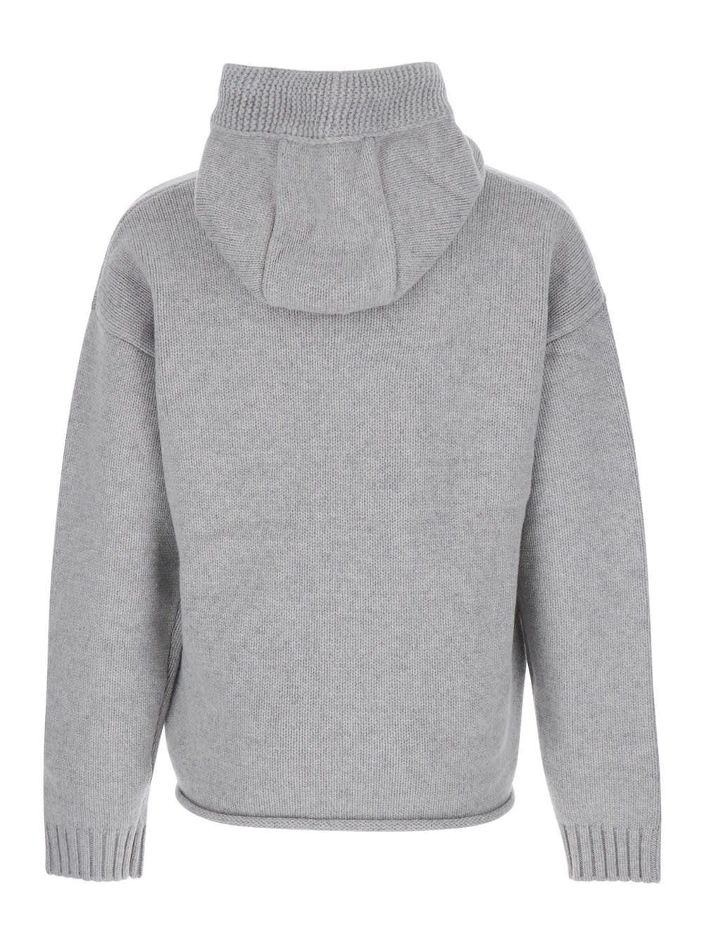 Jw Anderson Mens Light Grey Melange Anchor Zip-up Knitted Wool Hoody Xl In Gray