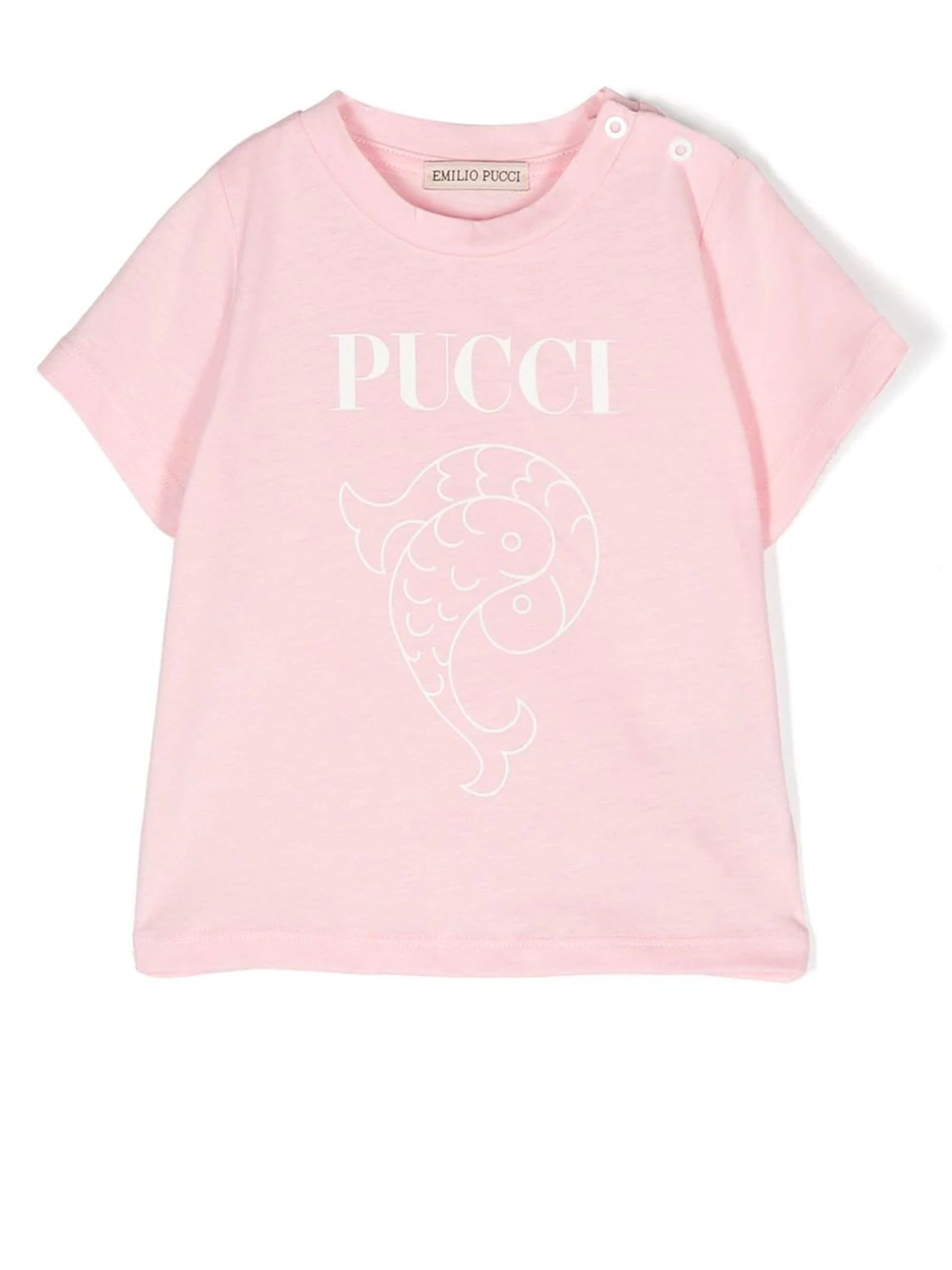 Emilio Pucci Kids' Pink Cotton Tshirt In Rosa