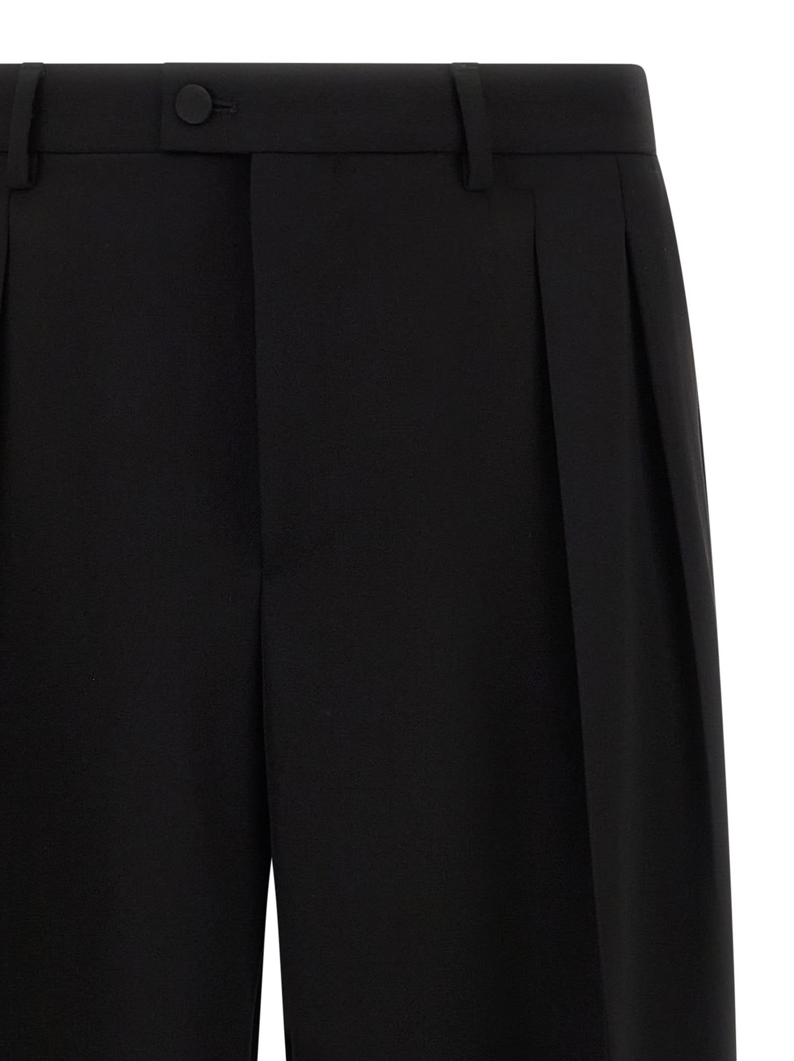 Dolce & Gabbana Men Satin Band Pants In Black