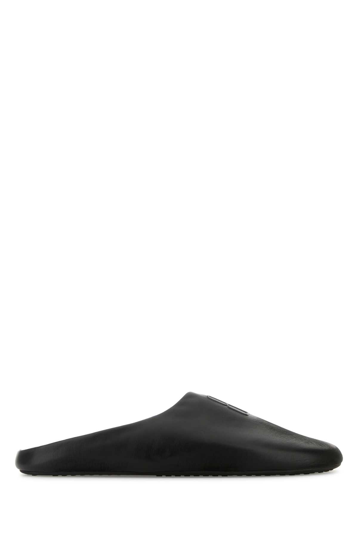 Balenciaga Black Leather Chã¢teau Slippers