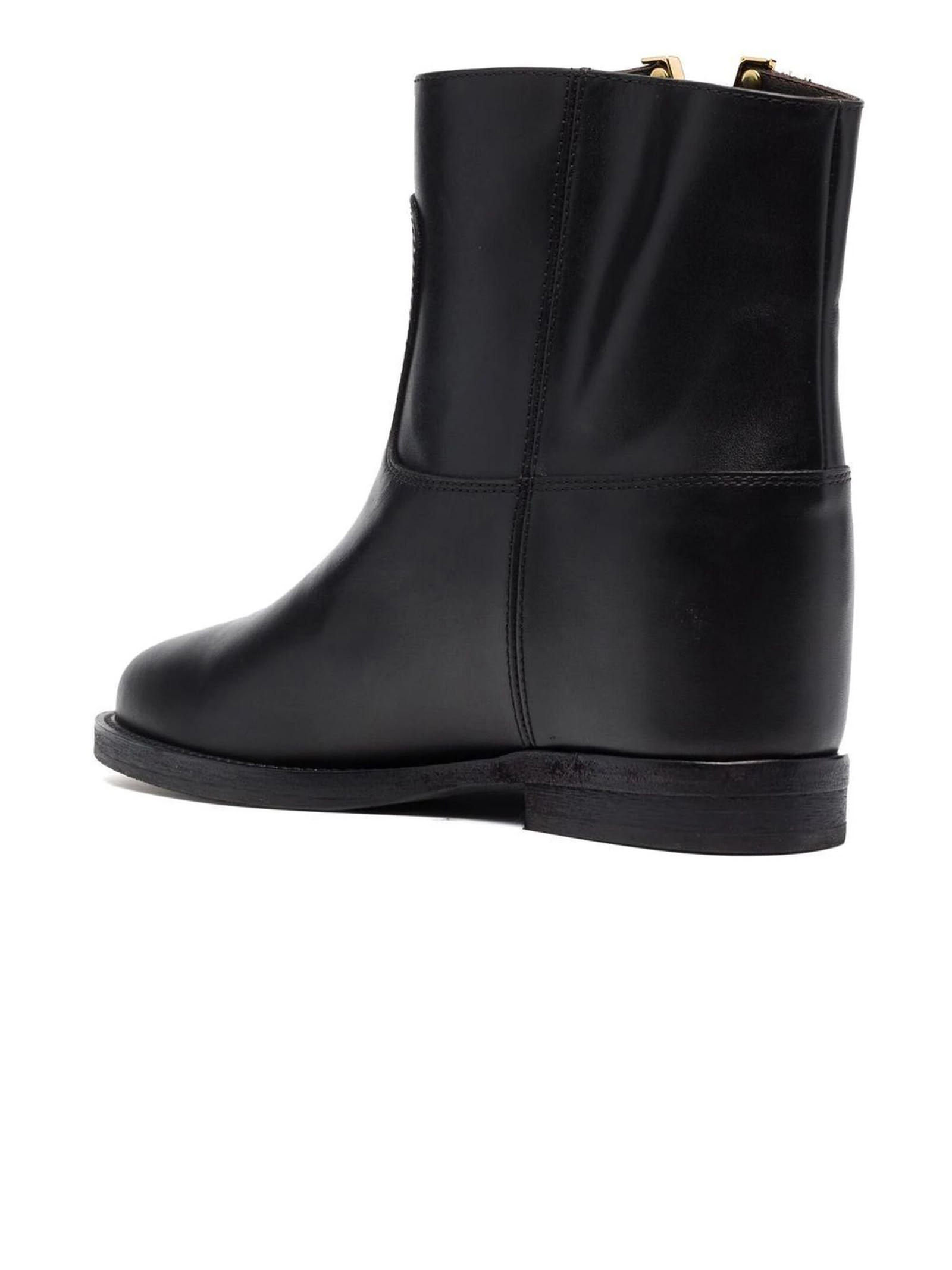 Shop Via Roma 15 Black Calf Leather Ankle Boots