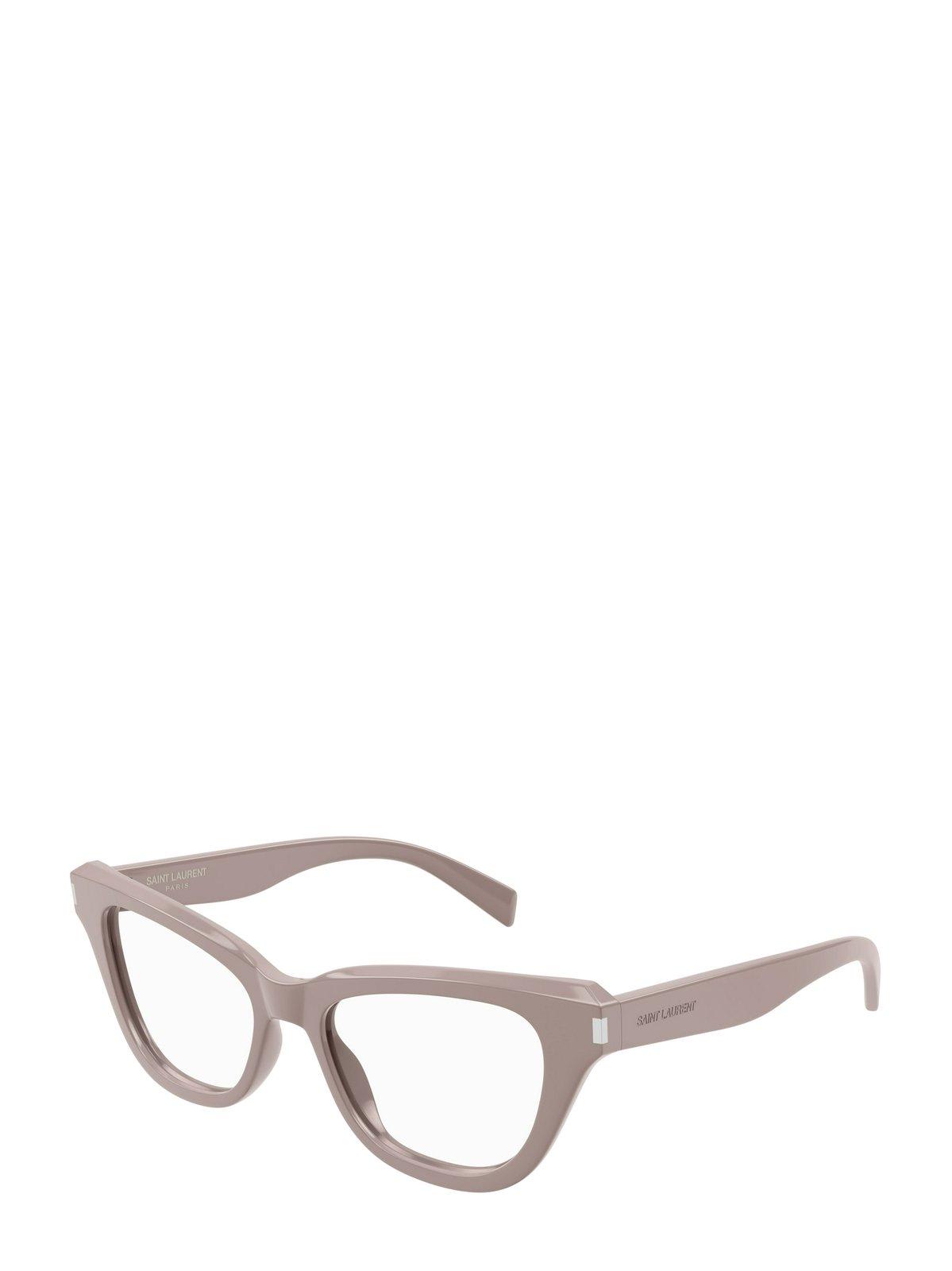 Shop Saint Laurent Cat-eye Glasses In 006 Pink Pink Transparent