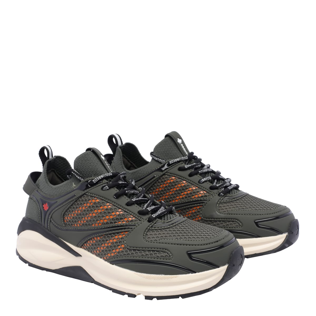 Dsquared2 Dash Paneled Mesh Lace-up Sneakers In Green