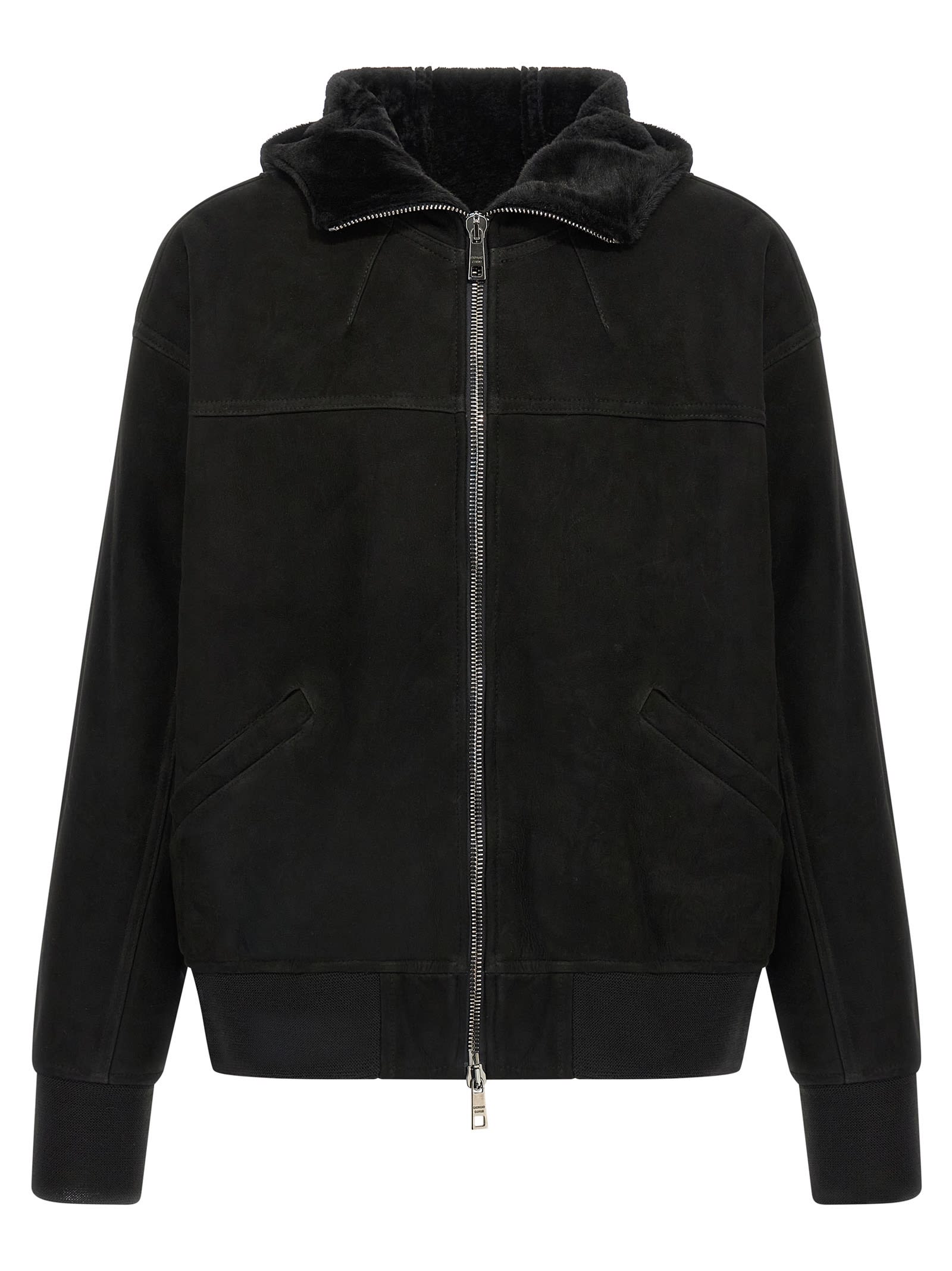Giorgio Brato Mutton Velour Oversized Hooded Sweatshirt Clothing In Black