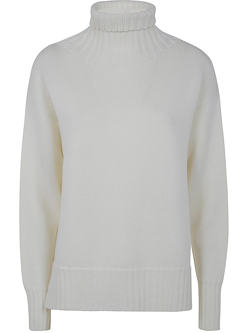 Shop Drumohr Long Sleeves Turtle Neck Oversized Sweater In Milk