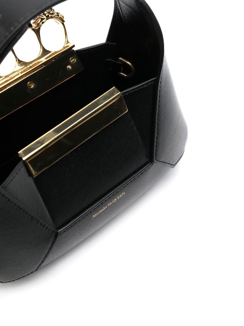 Shop Alexander Mcqueen The Jewelled Hobo Mini Bag In Black And Gold