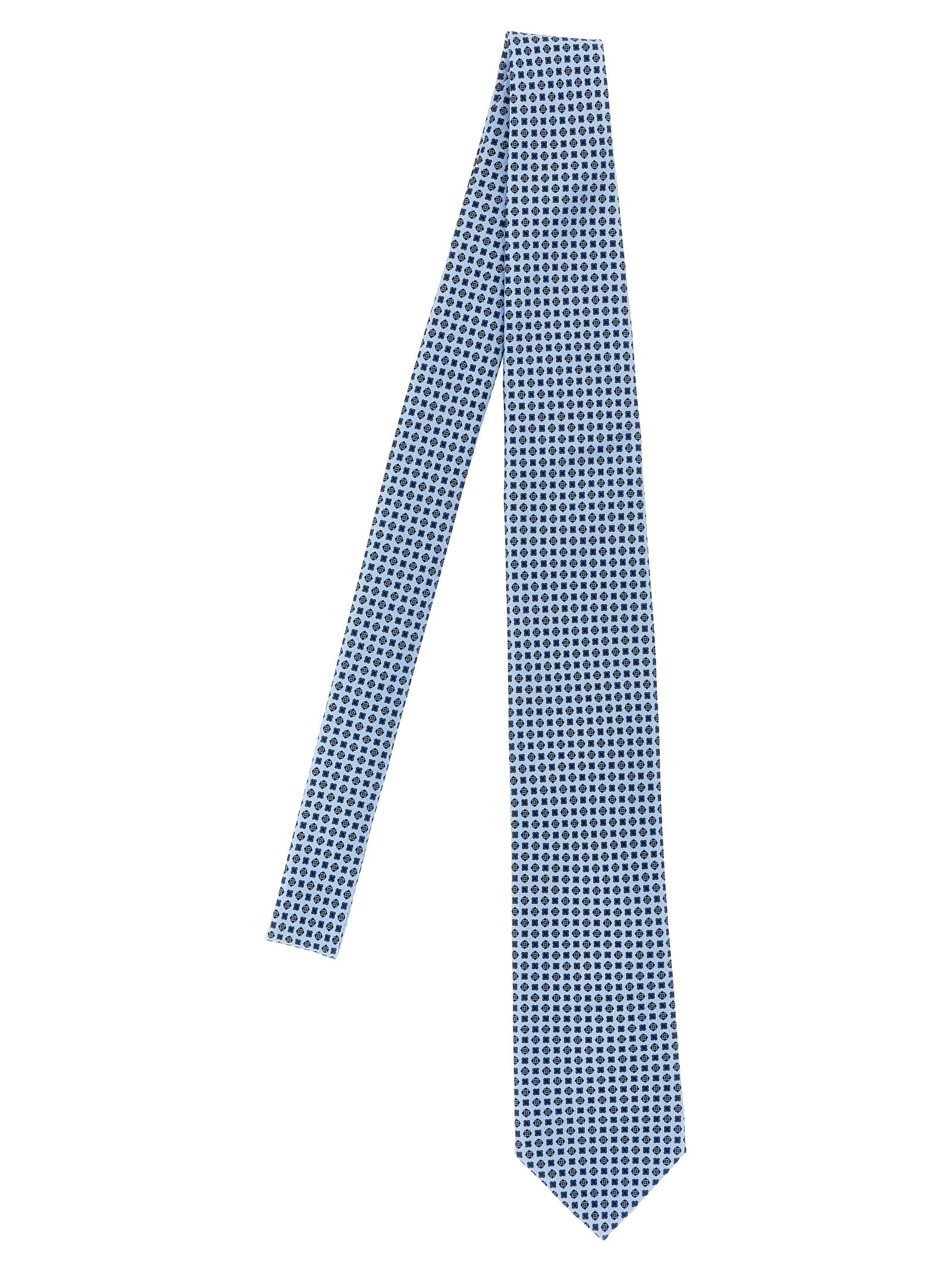 Brioni Slim Patterned Jacquard Tie With Pointed Tip In Blue