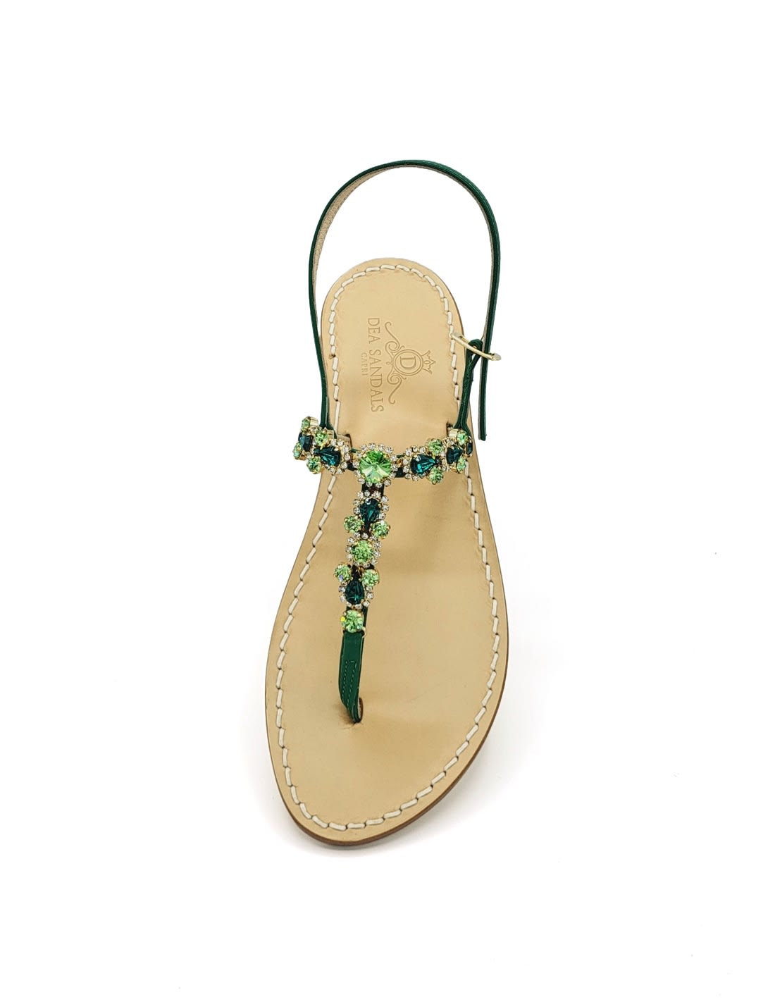 Dea Sandals Queen Green Jewel Sandals In Forest Green, Green, Crystals