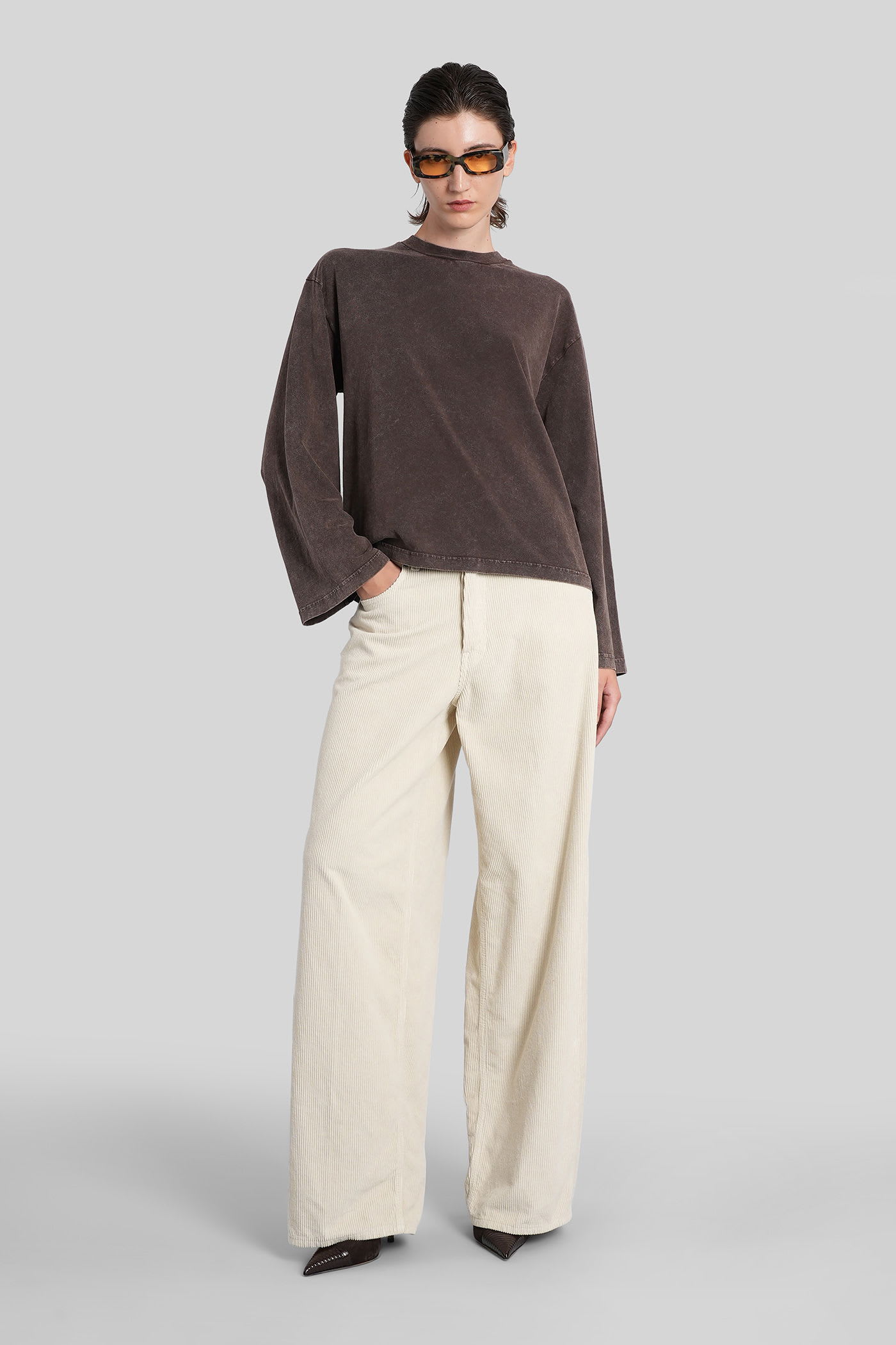 Haikure Bethany Velvet Pants In Beige Cotton In Orange