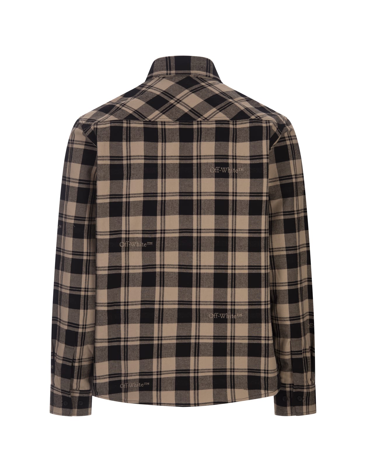 Shop Off-white Beige Check Cotton Shirt In Brown