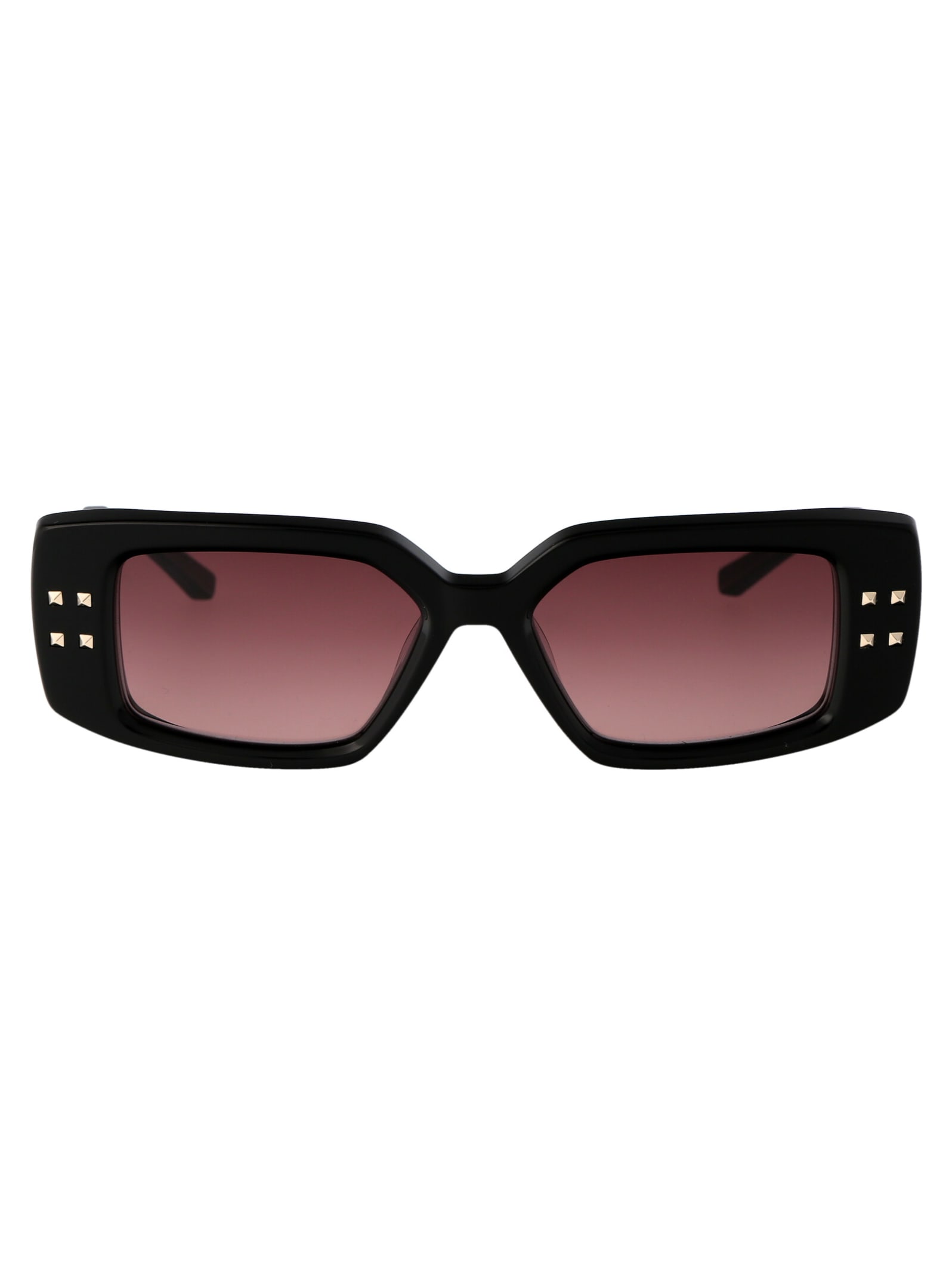 Shop Valentino V - Cinque Sunglasses In 108a Blk - Gld