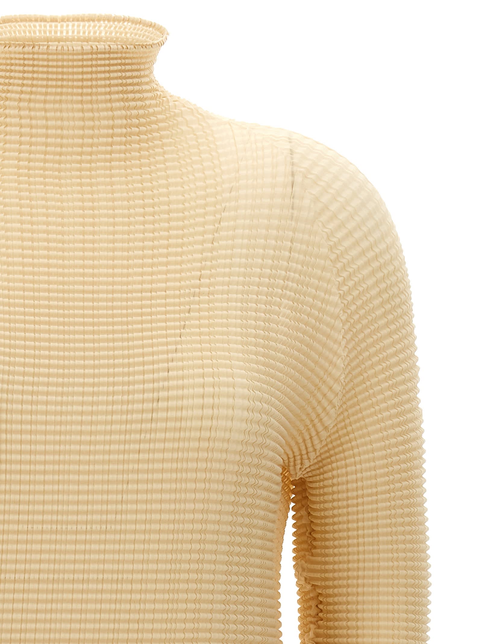 Issey Miyake Womens 40-light Beige Pleated High-neck Woven Top