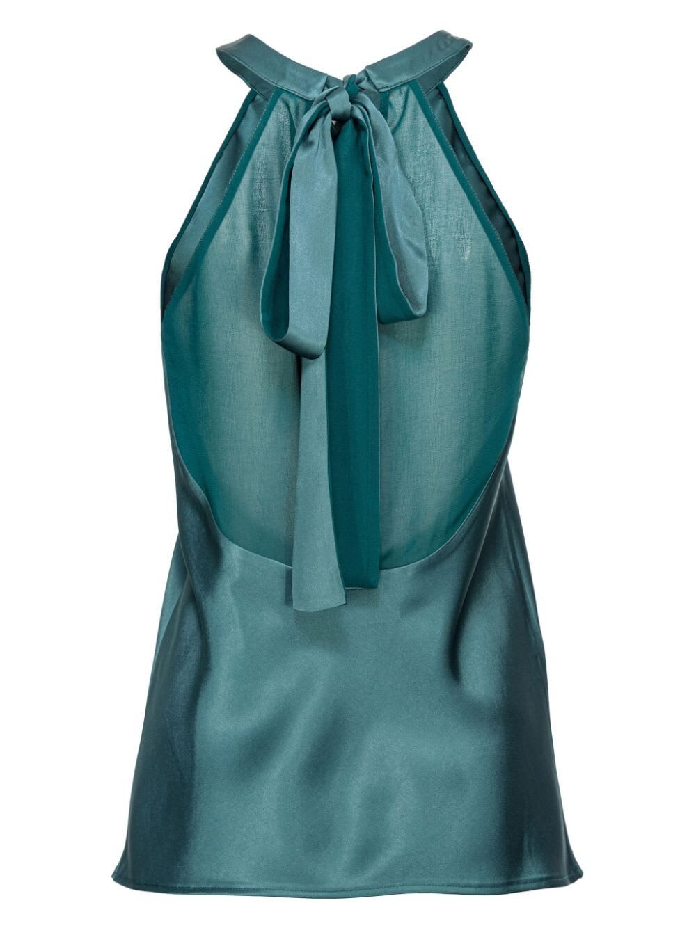 Shop Pinko Talange Satin Georgette Top In A Bottle Green