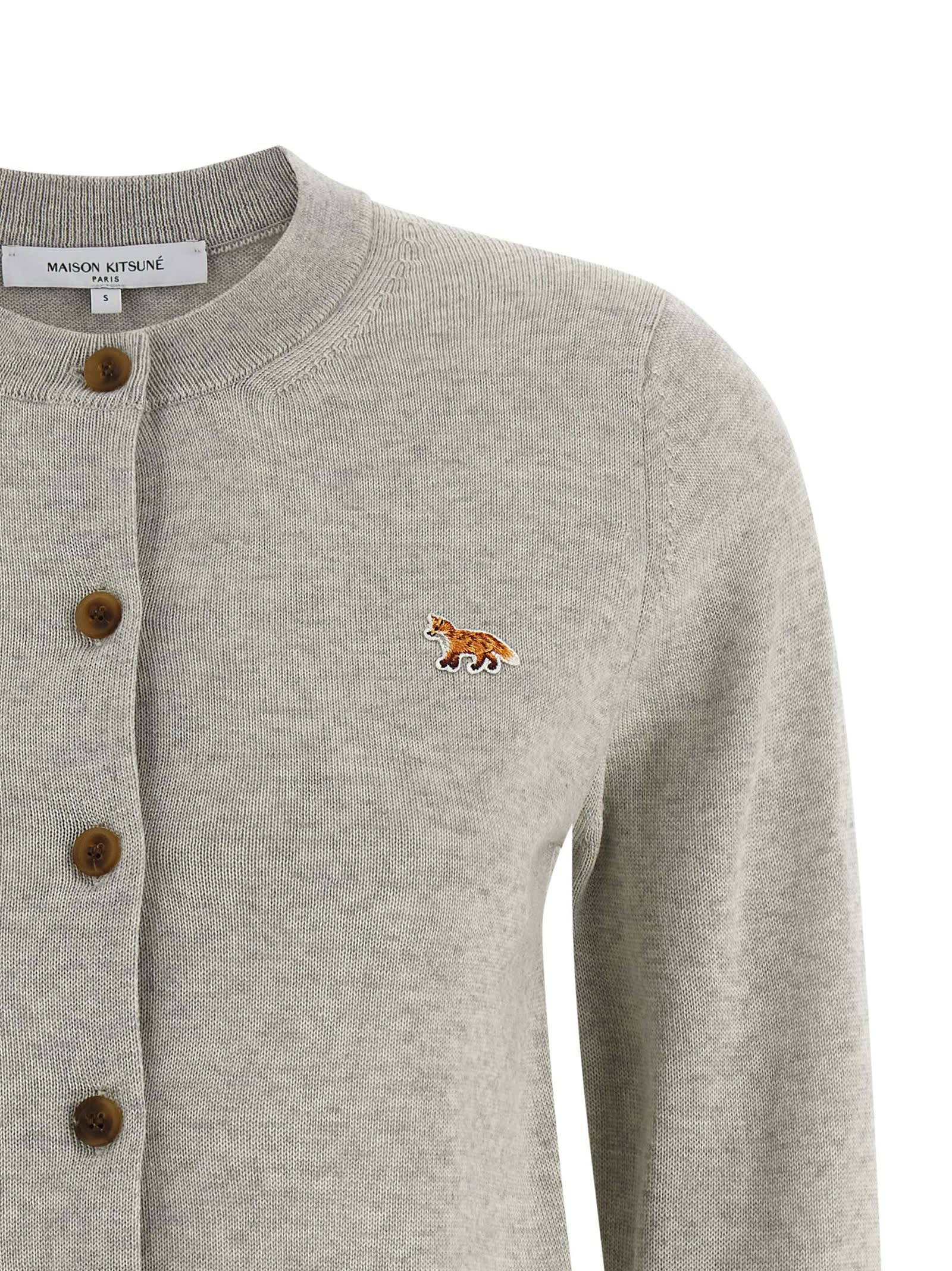 Maison Kitsuné Baby Fox Cardigan In Gray