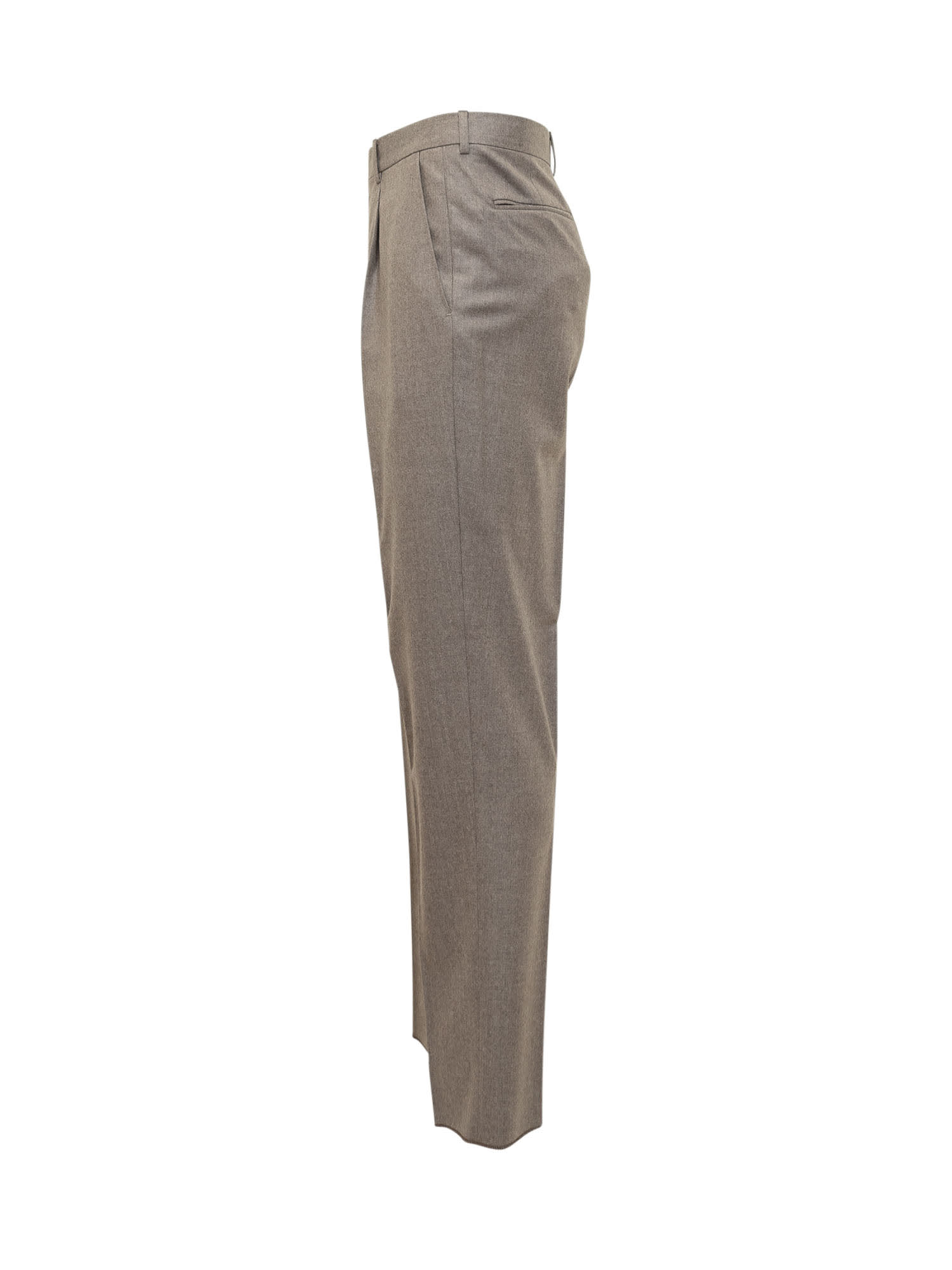 Shop Zegna Wool Trousers In Sabbia