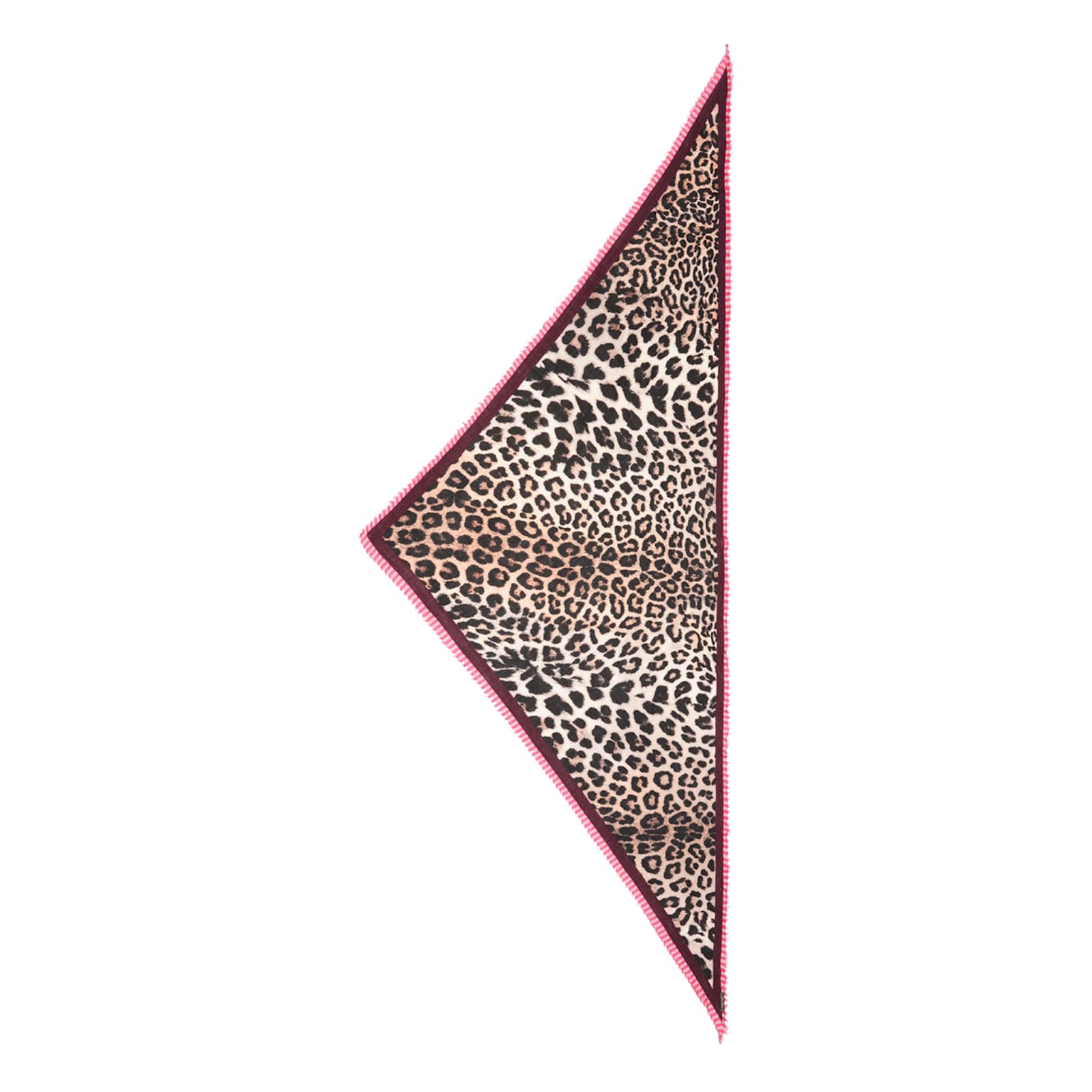 Faliero Sarti Triangle Scarf With Leopard Print And Frayed Edges In Brown