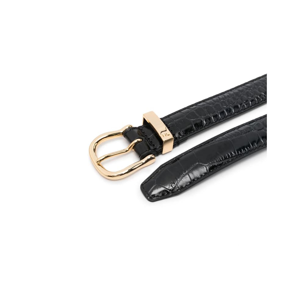 Nili Lotan Crocodile-effect Patent-leather Belt In Black