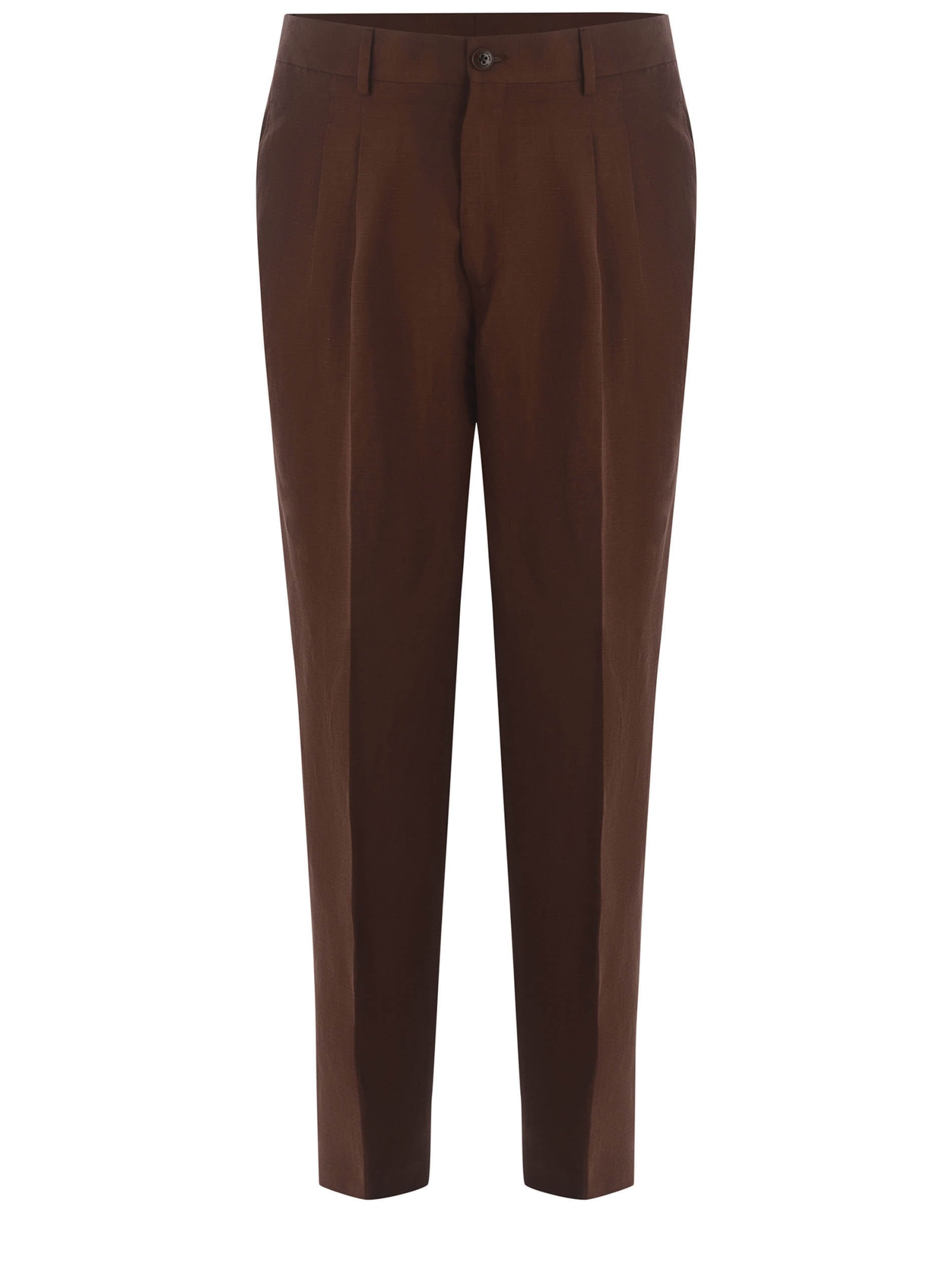 Shop Costumein Trousers  Matteo Made Of Fresh Wool In Marrone