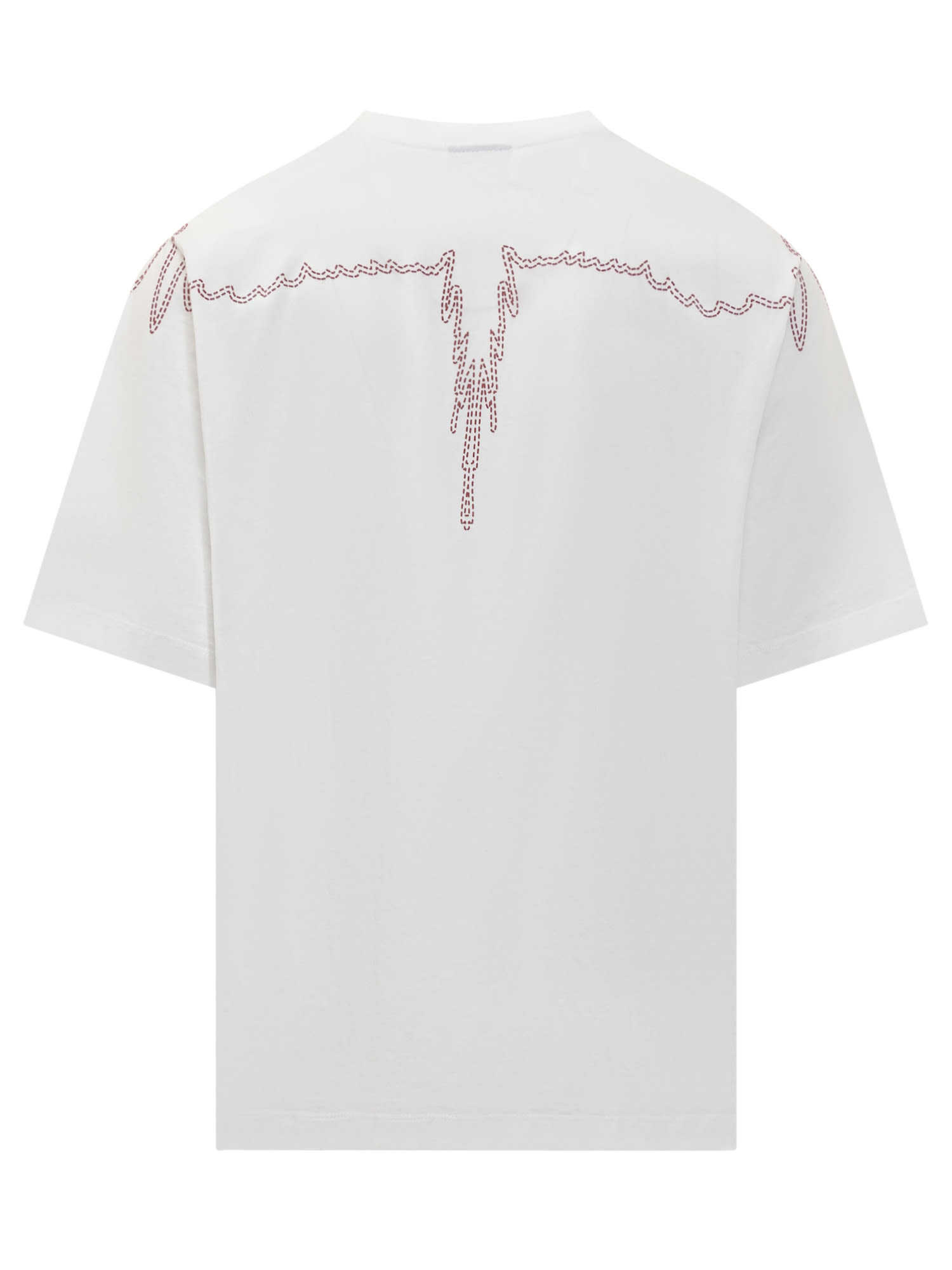 Shop Marcelo Burlon County Of Milan Stitch Wings T-shirt In White Brick Re