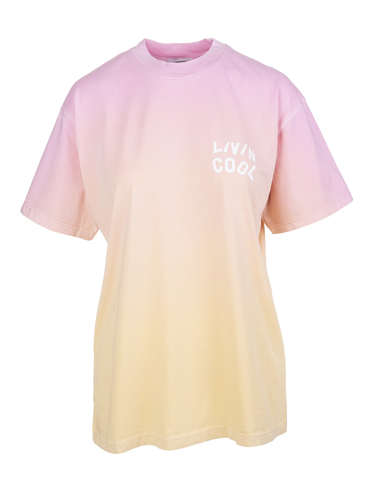 LIVINCOOL Woman Pink And Orange Gradient T-shirt With Logo