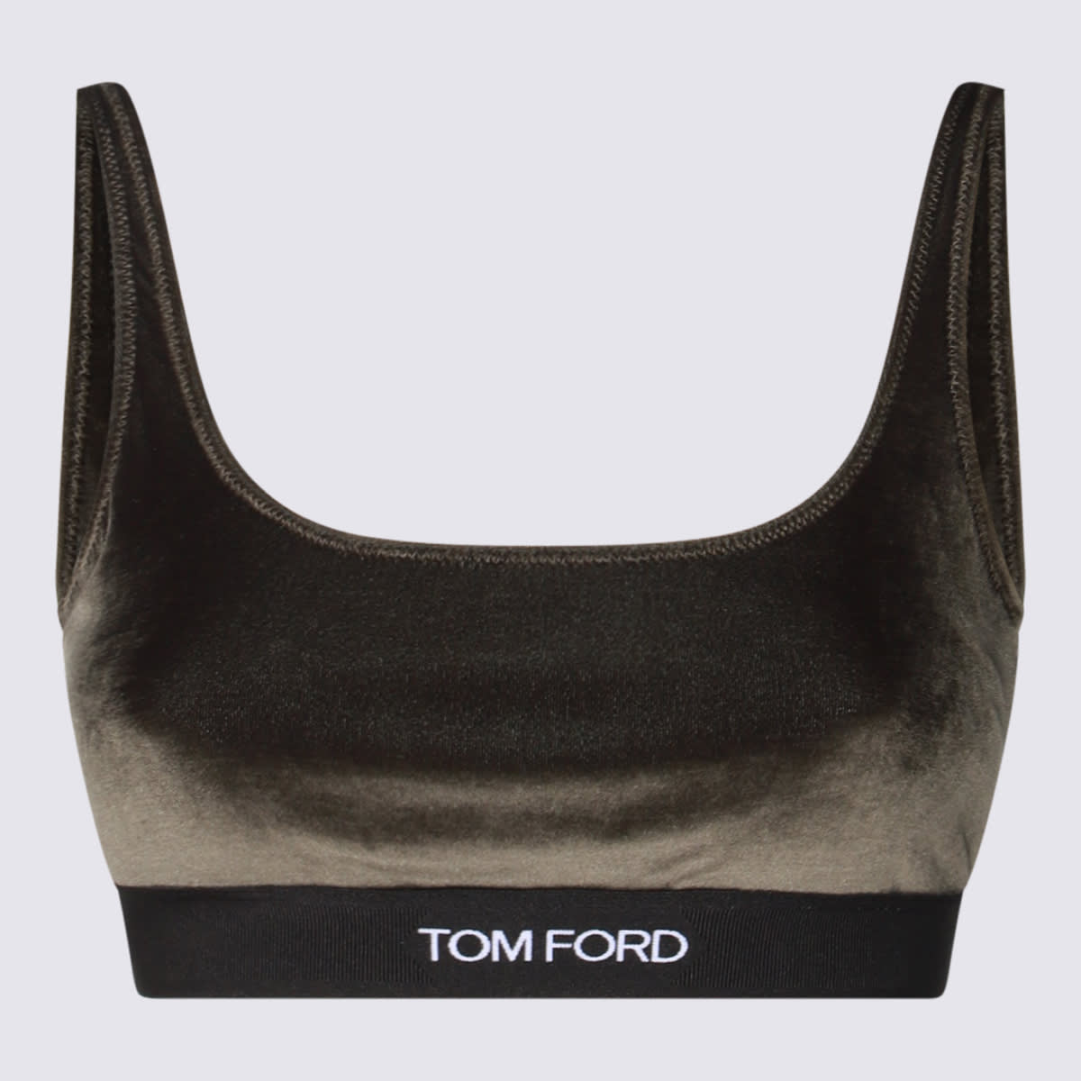 Shop Tom Ford Dark Green Top In Moss Green