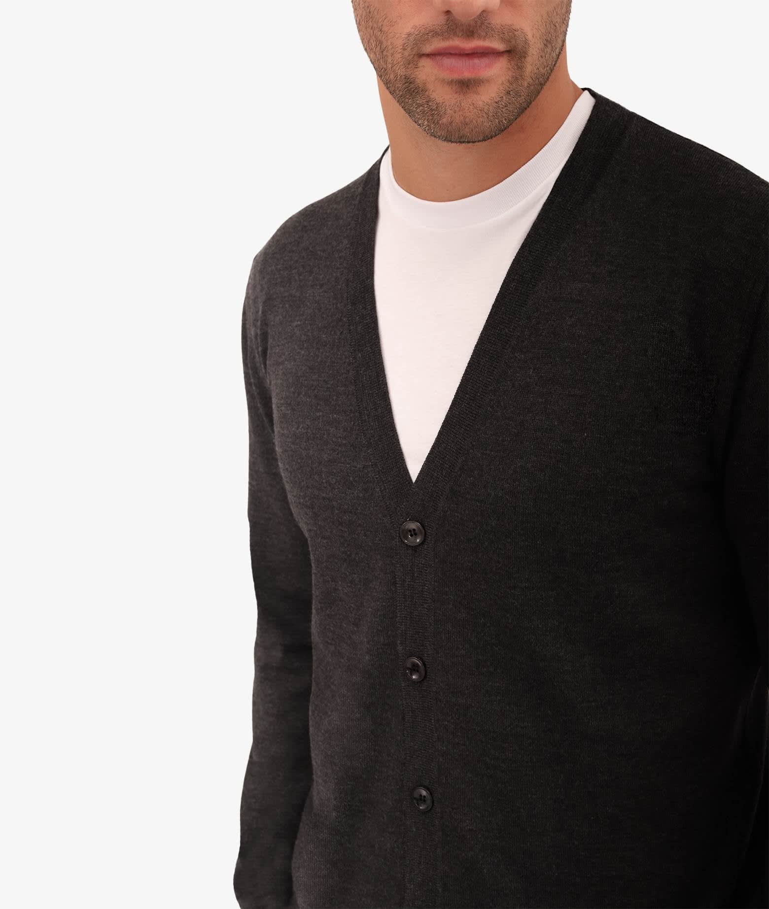 Shop Larusmiani Cardigan Merino Sweater In Dimgray