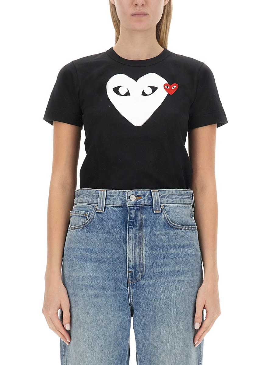 Shop Comme Des Garçons Play T-shirt With Logo In Black