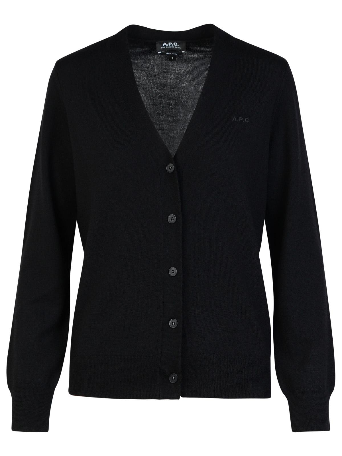 Shop Apc Salome Black Wool Cardigan