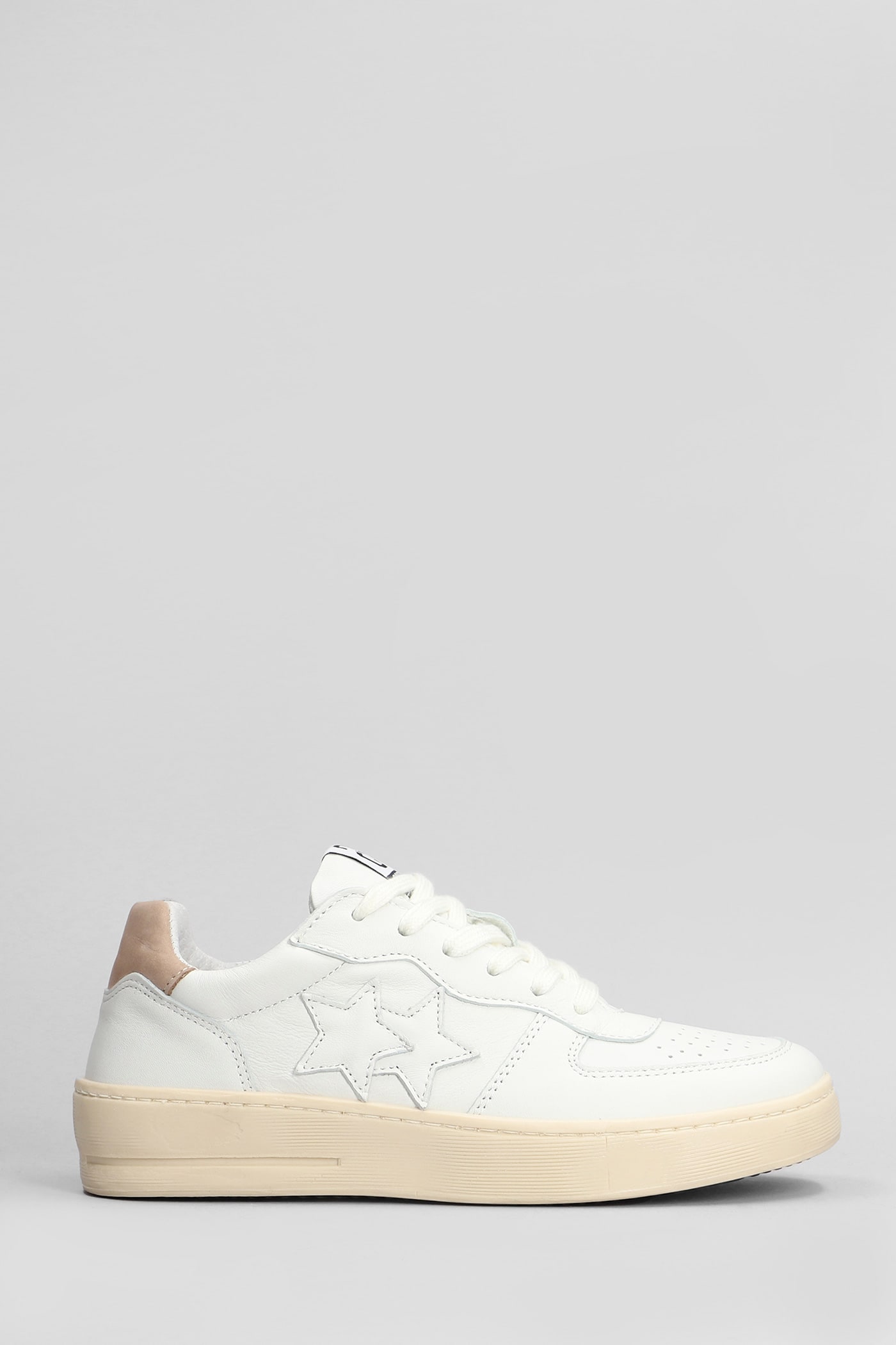 Sneakers In White Suede And Leather