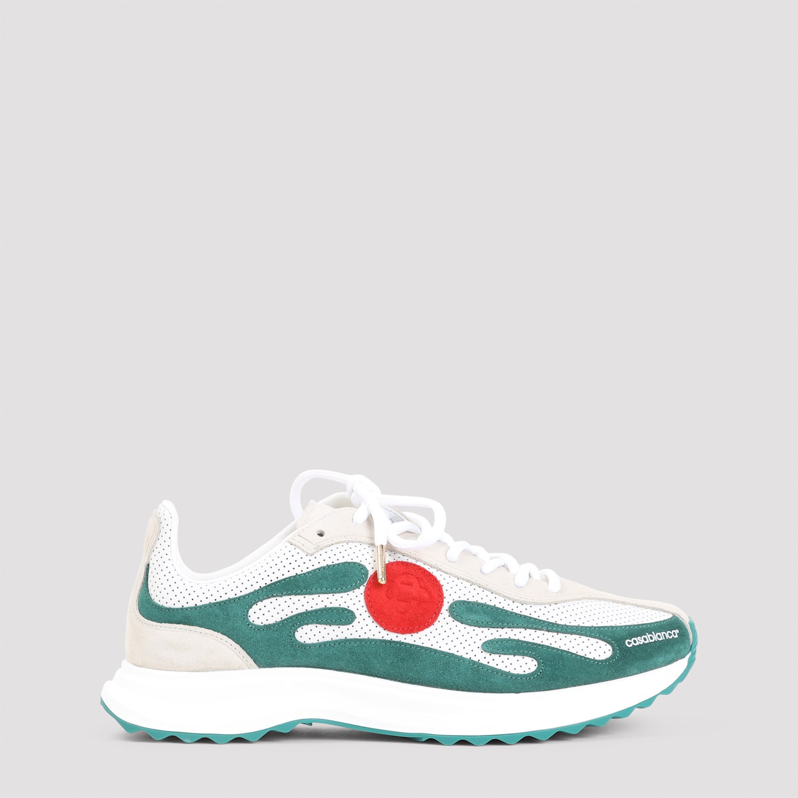 Casablanca Multicolour Sneakers With Green Suede Overlays In White