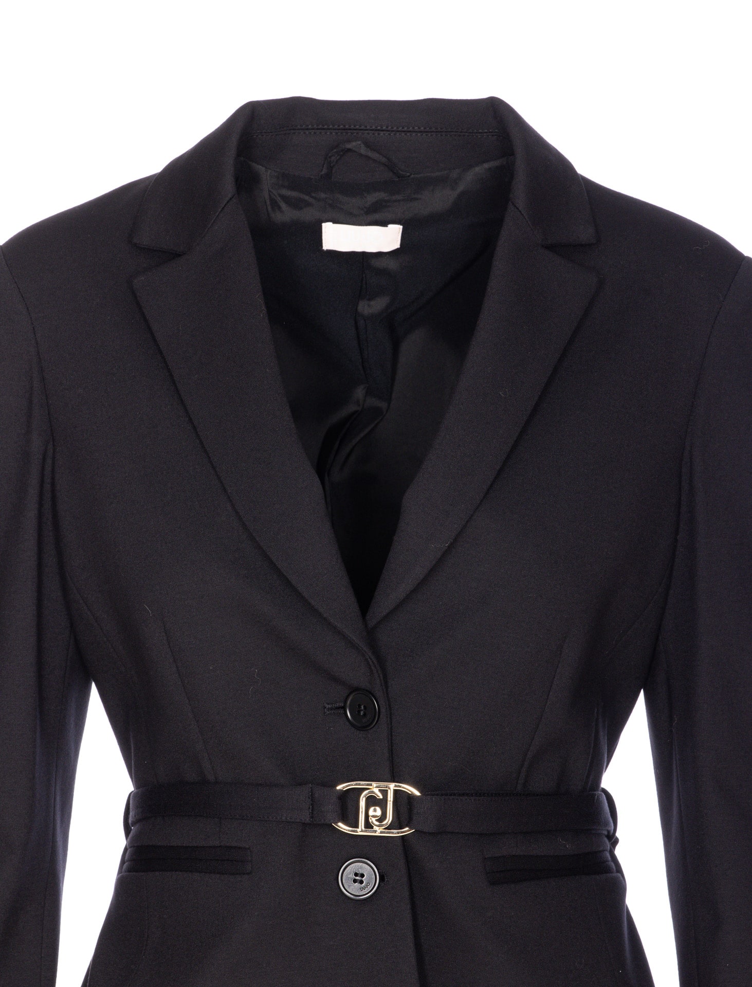 Liu •jo Belted Fitted Jacket V-neck In Gray