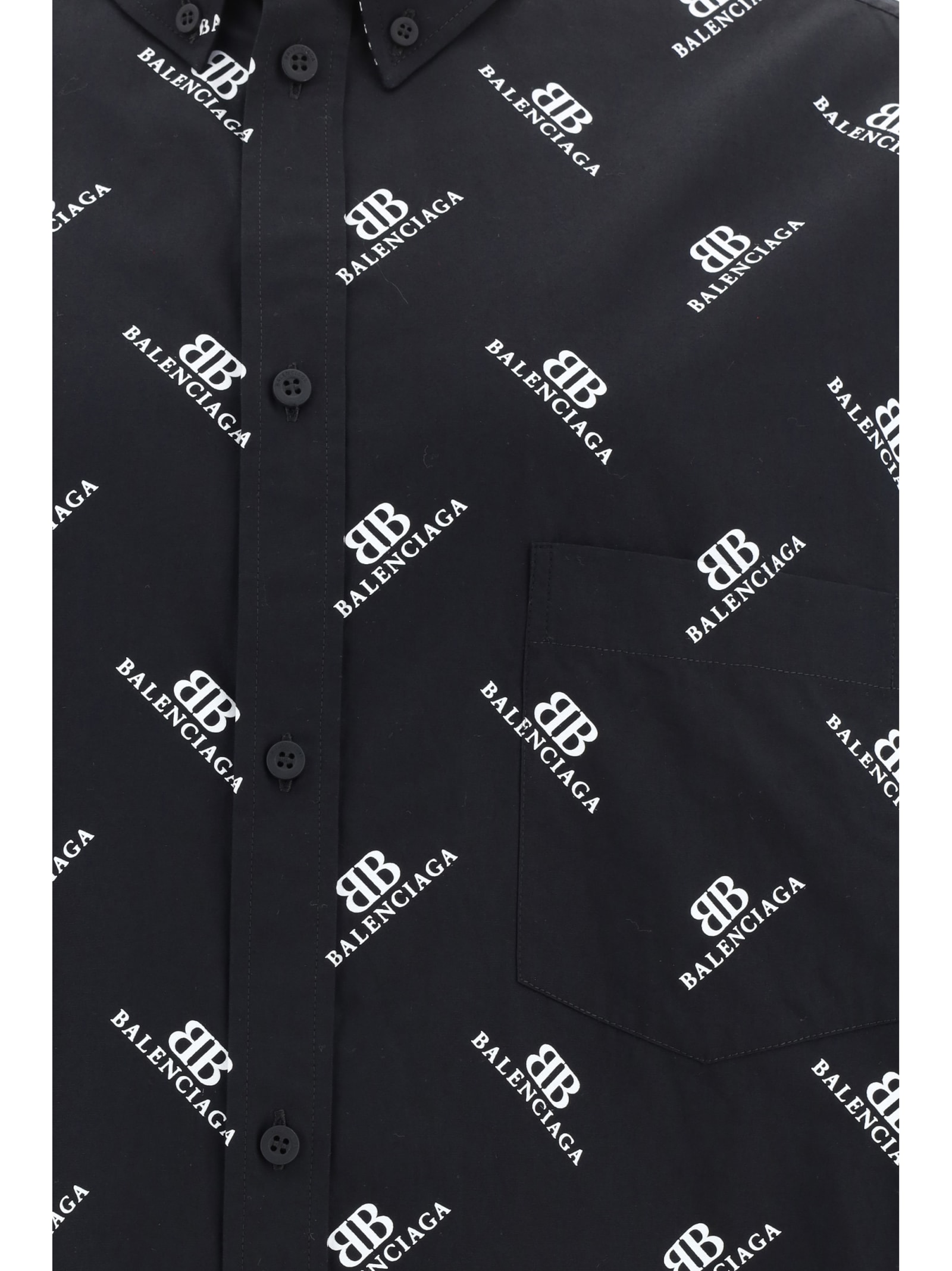 Shop Balenciaga Bb Monogram Logo Shirt In Black