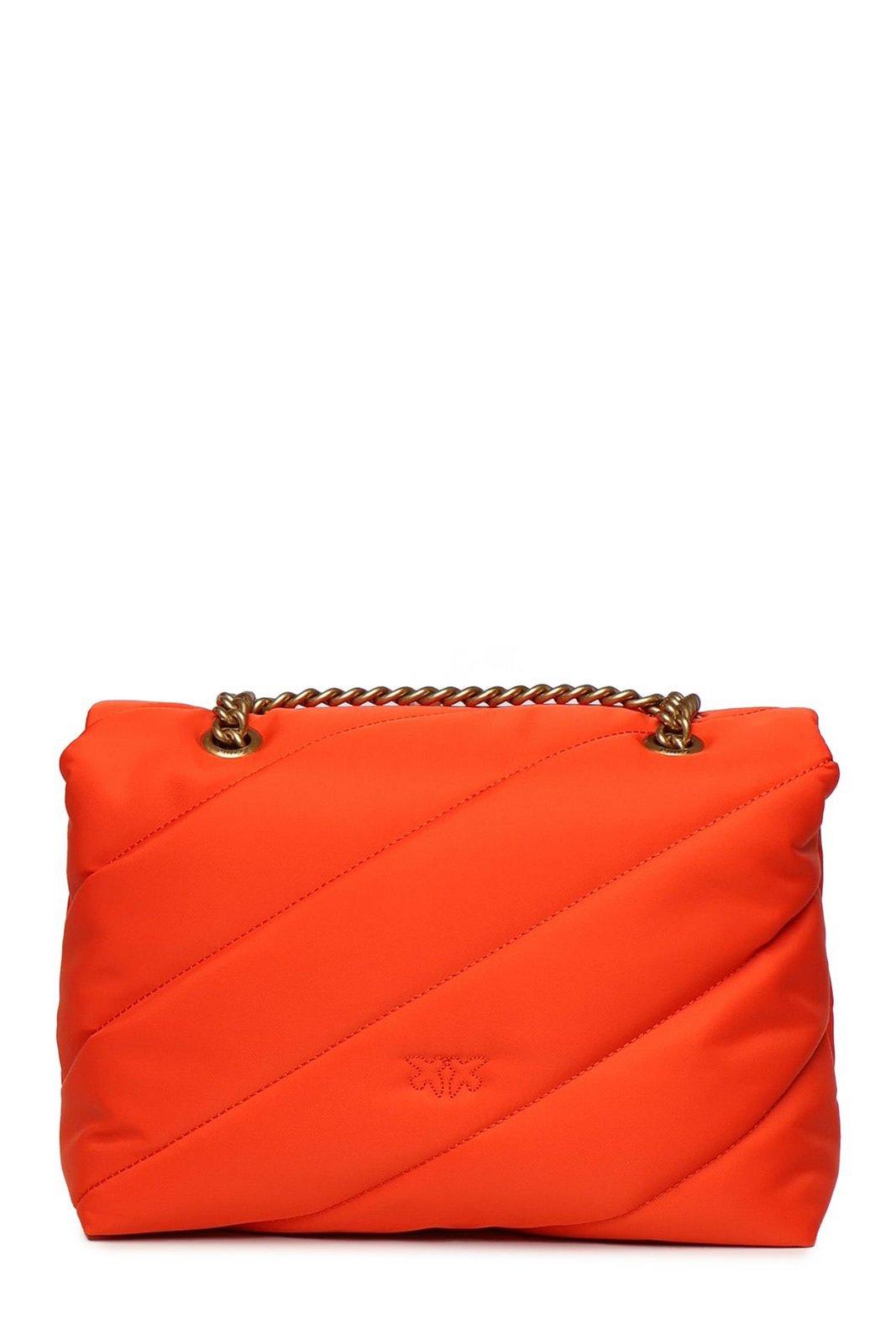 Pinko Love Puff Quilted Crossbody Bag In Orange