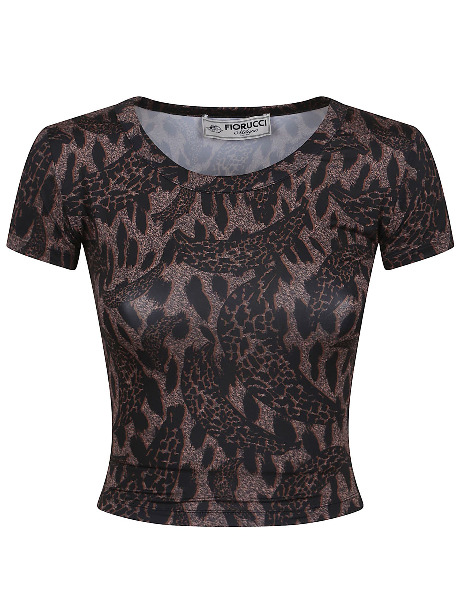 Fiorucci Animal-print Short-sleeved T-shirt In Brown
